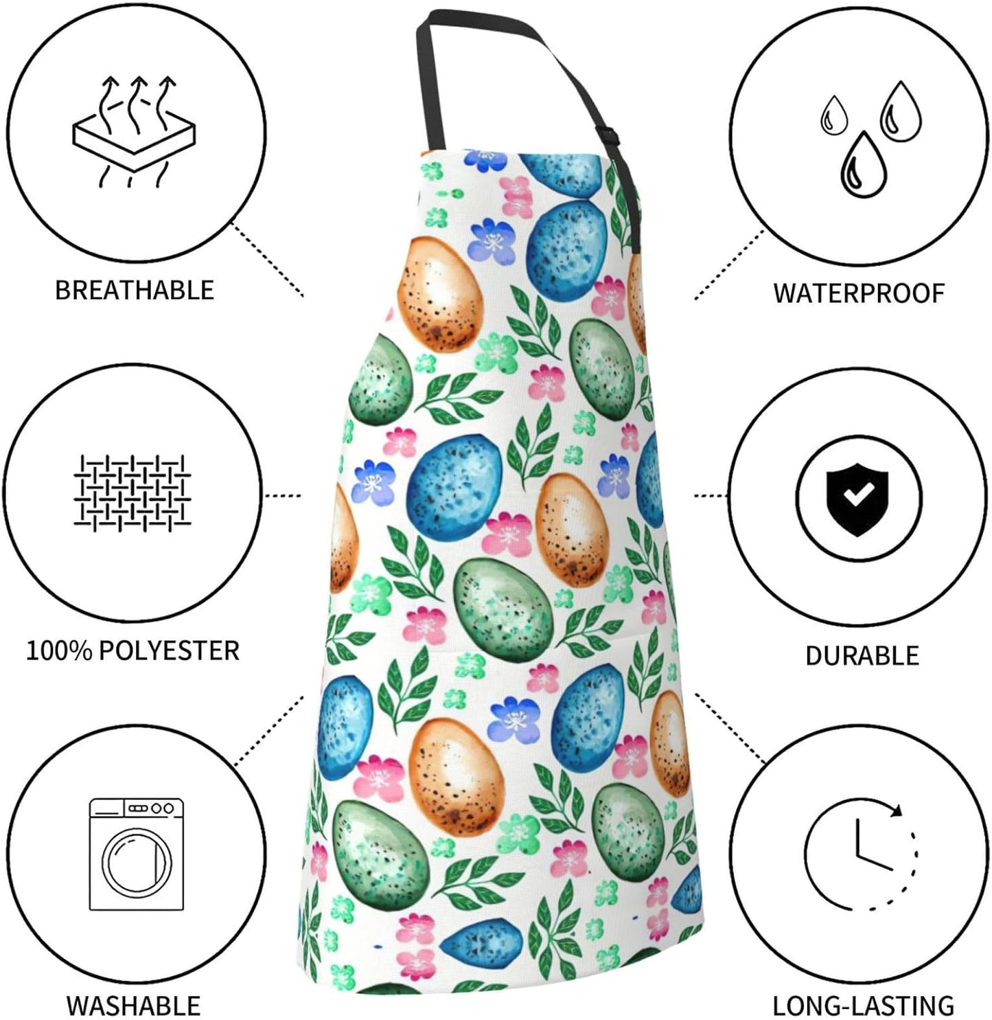 Easter Eggs print Waterproof apron with pocket adjustable cooking apron for adult kitchen bibs to bake