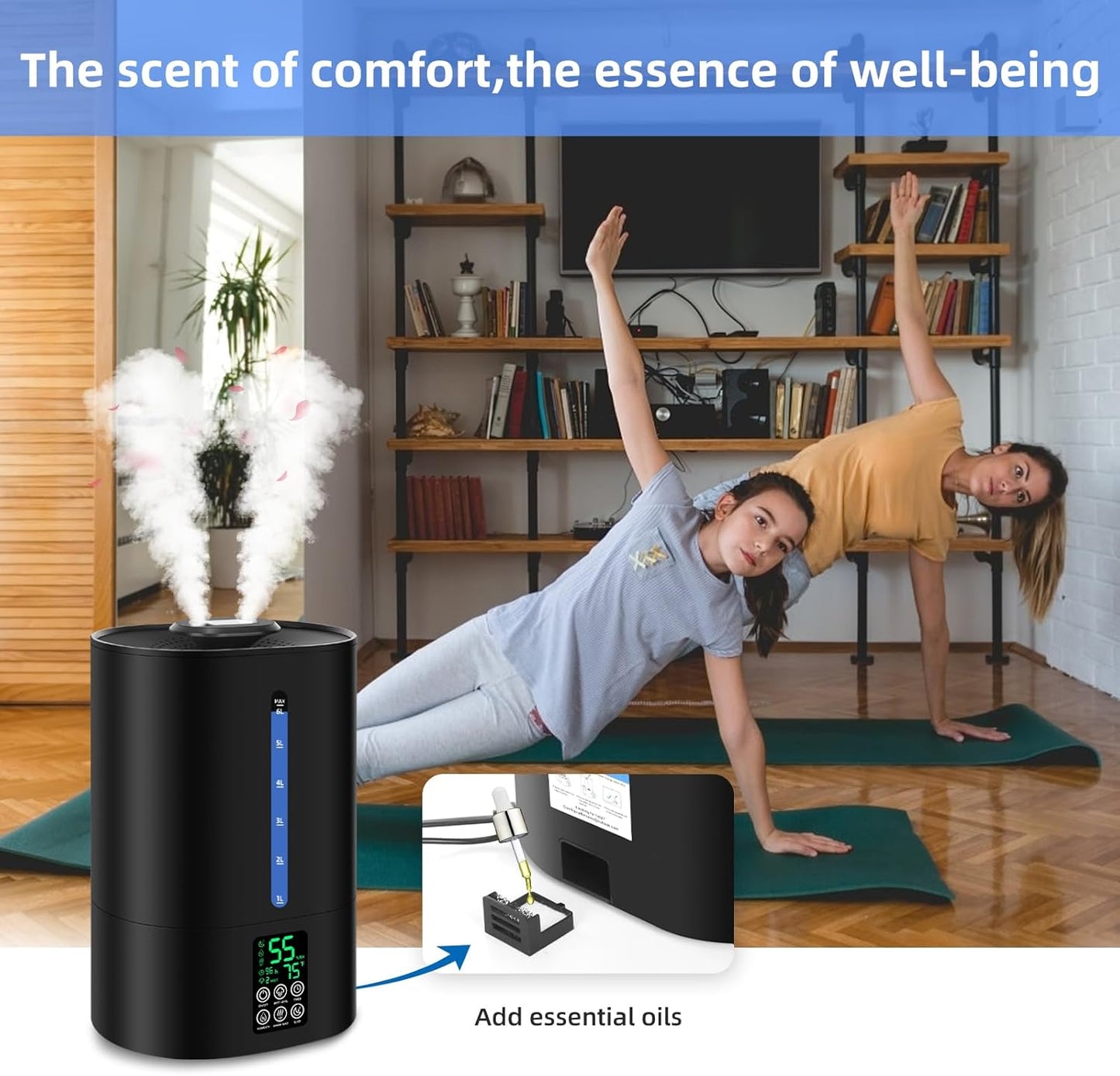 6L Humidifiers for Bedroom Large Room Home,Cool and Warm Humidifier fo