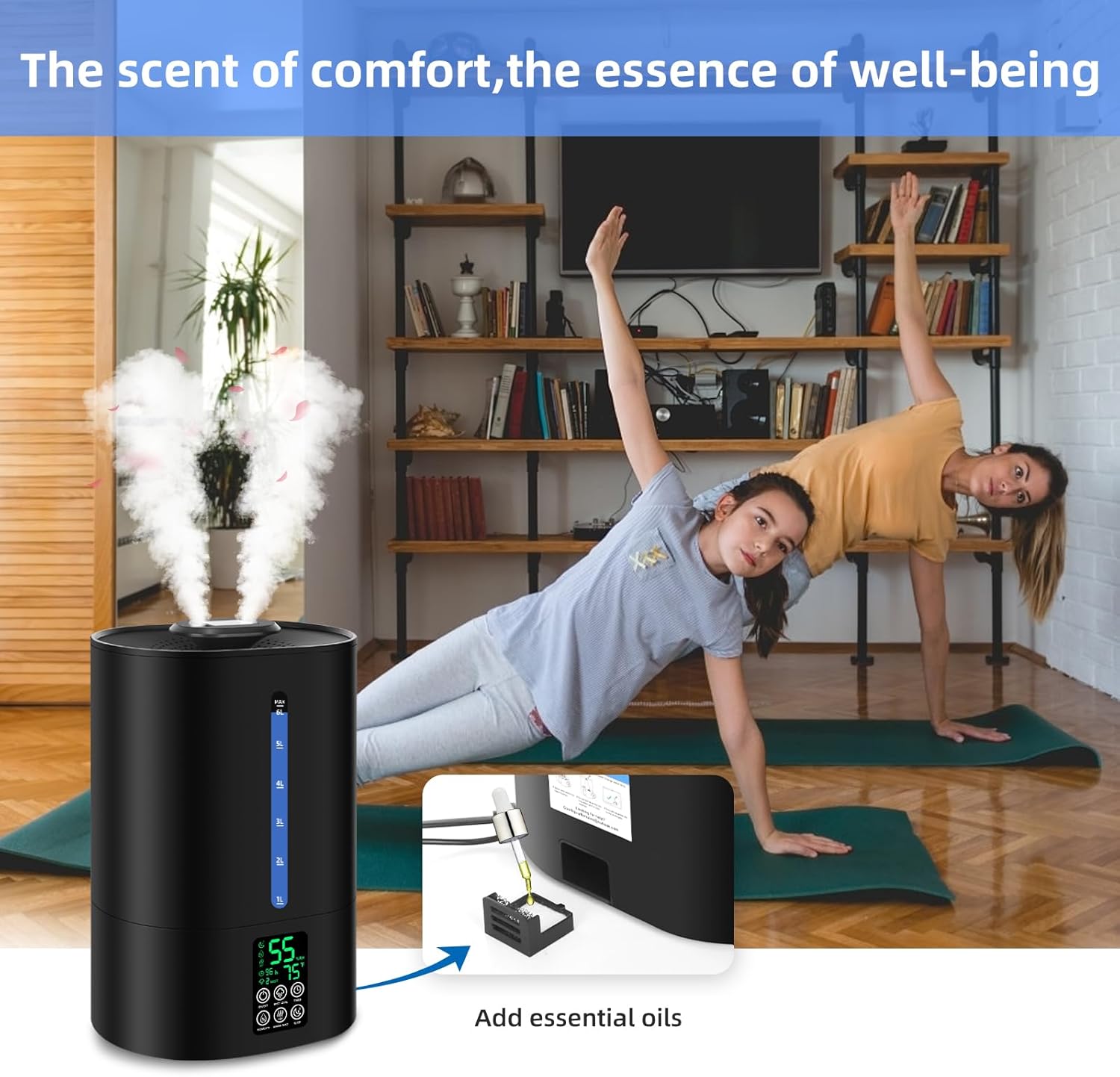 6L Humidifiers for Bedroom Large Room Home,Cool and Warm Humidifier fo