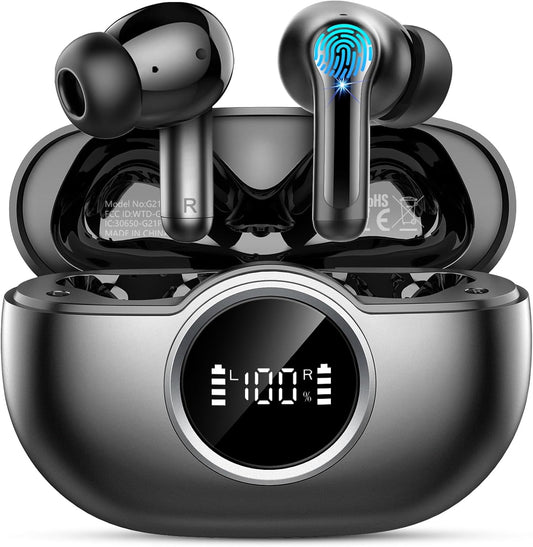 Wireless Earbuds, 2026 3D-Stereo Bluetooth 5.4 Headphones Deep Bass Ea