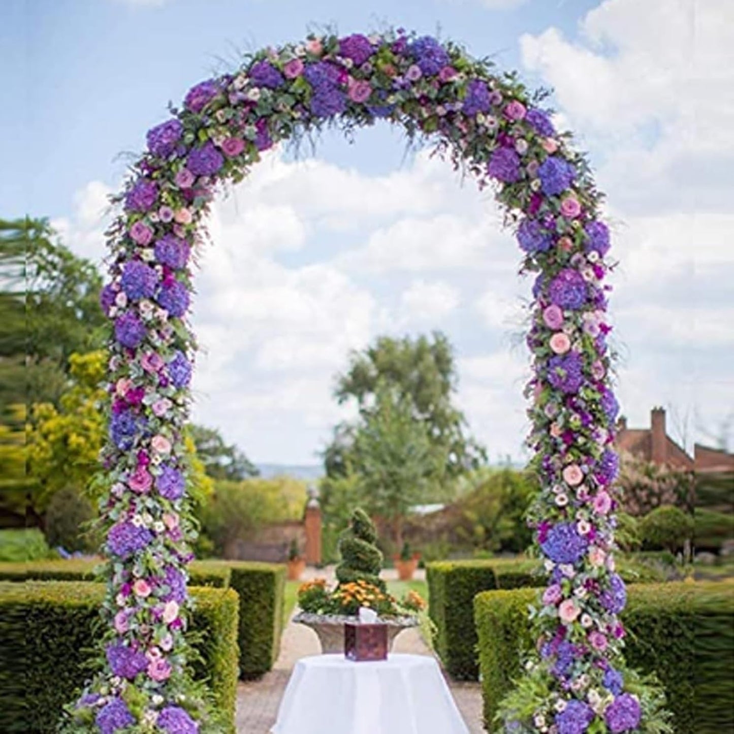Black Metal Garden Arch, Decorative Rose Arbor for Climbing Plants, Outdoor/Indoor Pergola, Wedding Archway, Durable & Stylish, 280x220x25cm