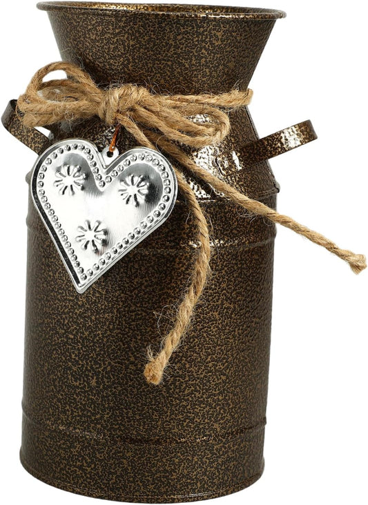 PRETYZOOM Vintage Metal Flower Bucket for Home Decor Rustic Decorative