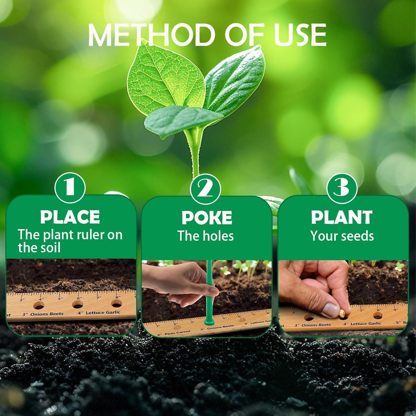Foldable Plant Ruler Spacer Tool Seeder – Precise Planting for Vegetab