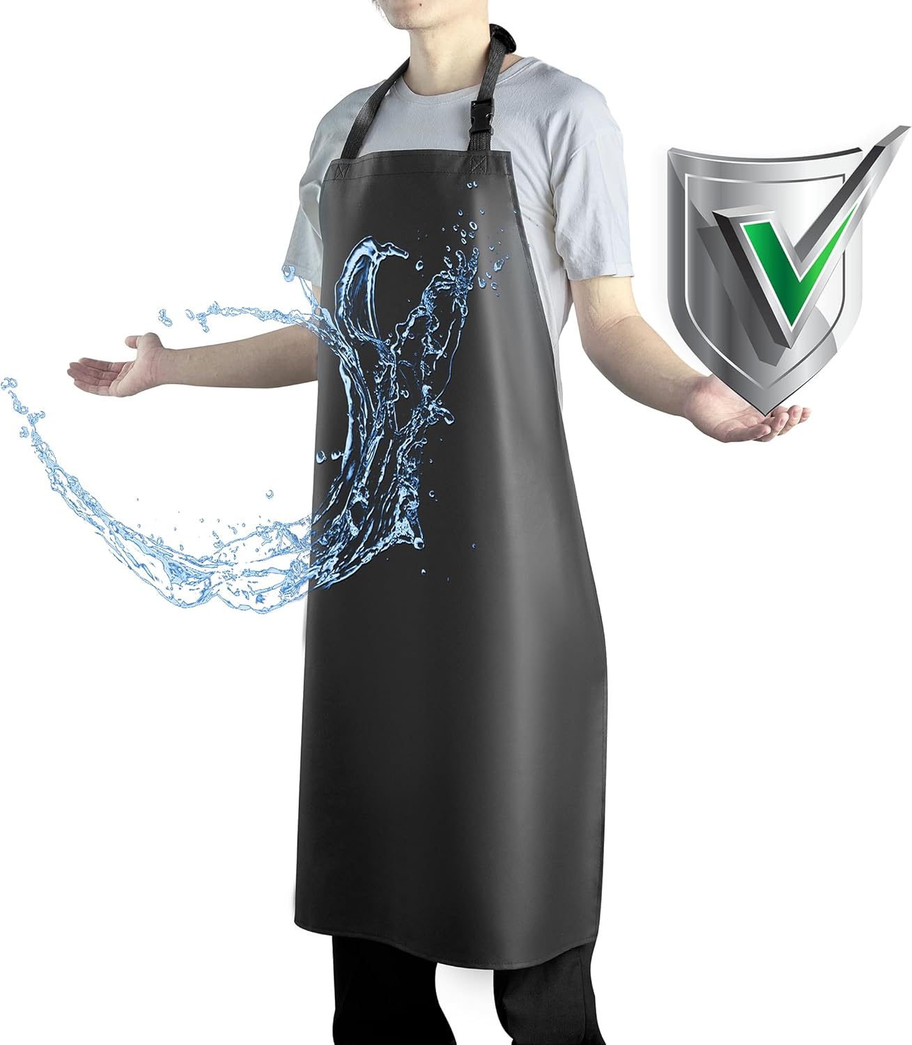 Waterproof Apron with Comfortable Adjustable Bib Rubber Vinyl Dishwash