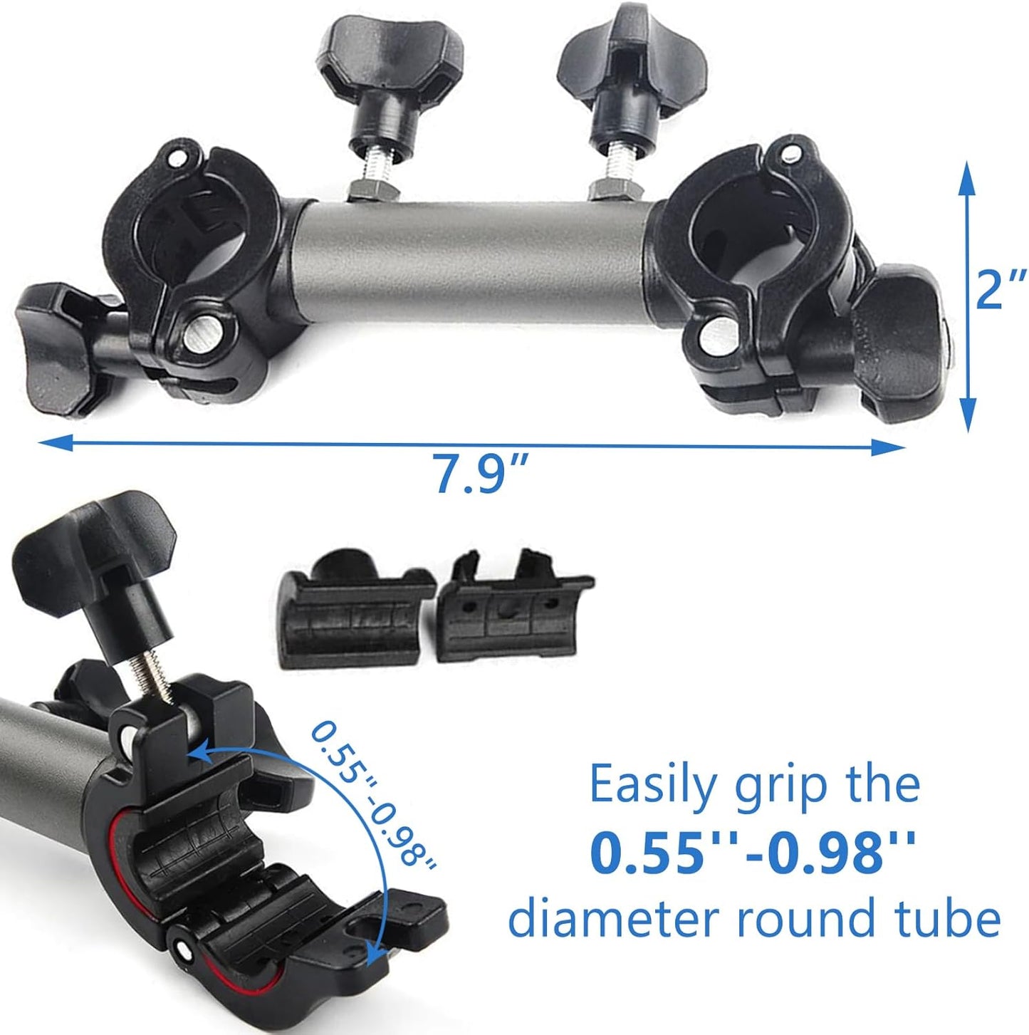 Camping Wagon Cart Umbrella Holder - Garden Push Trolley Umbrella Bracket, Fishing Rod Mount, Versatile Support Accessories, 2 Pcs