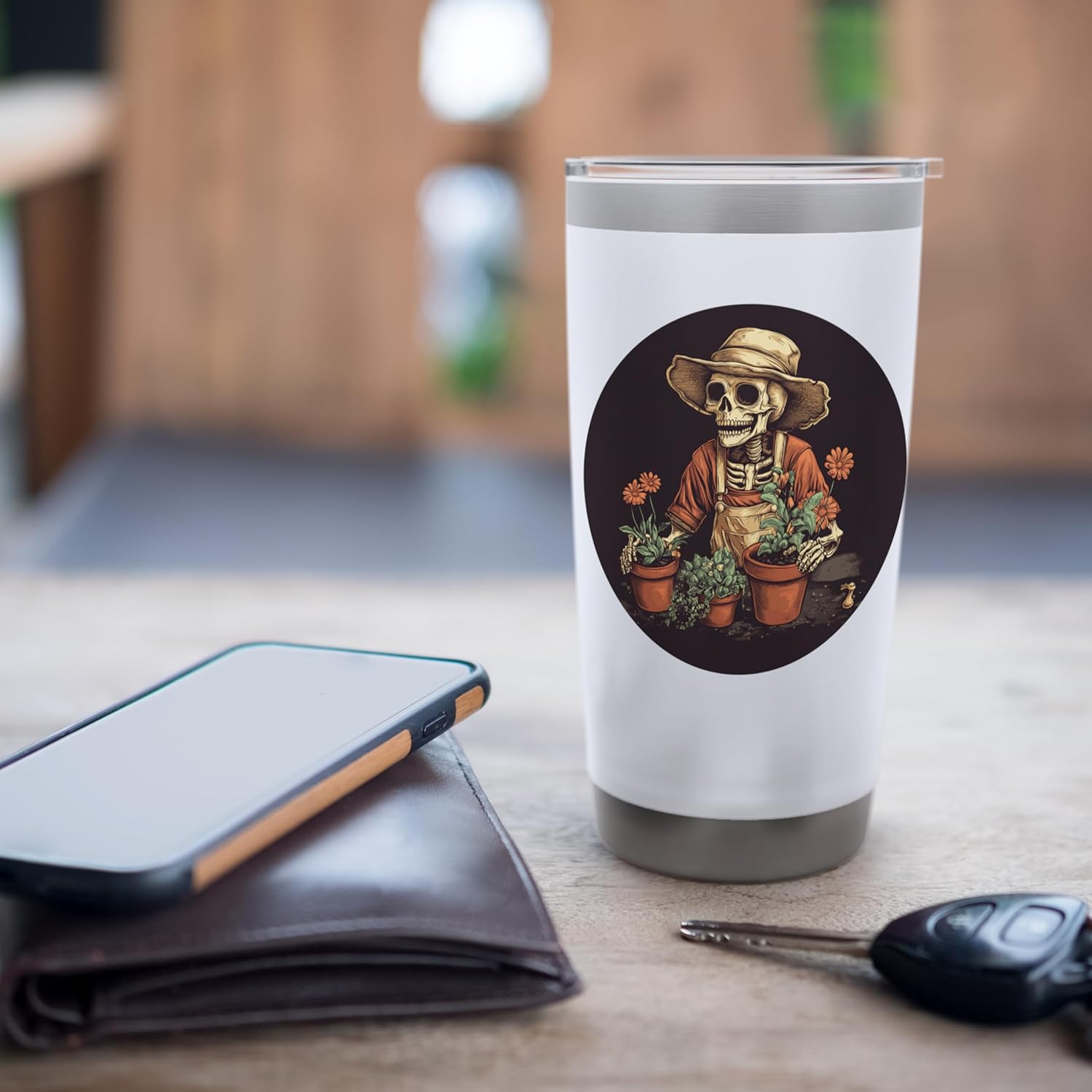 Skeleton with Garden Tools for a Funny Style Stainless Steel Insulated