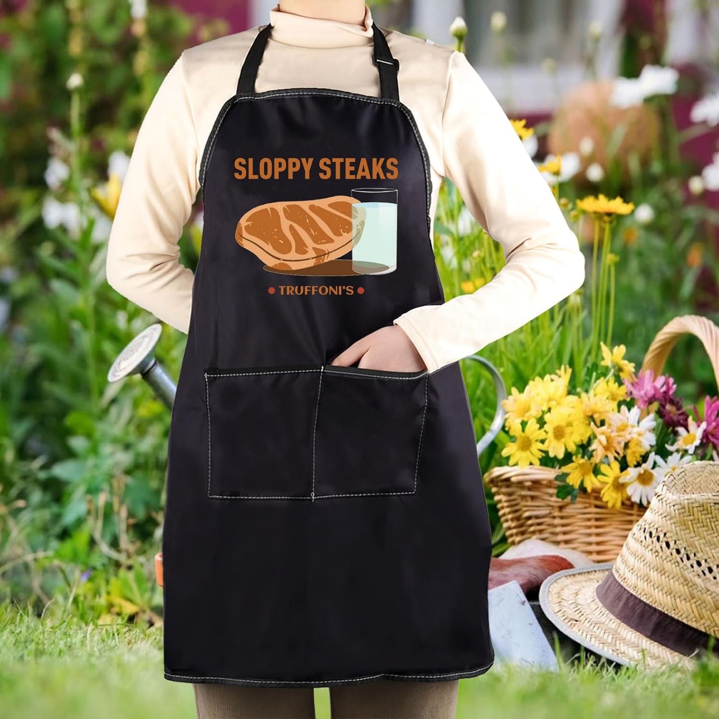 WCGXKO TV Show Inspired Kitchen Apron Sloppy Steaks Gift Truffoni’s St