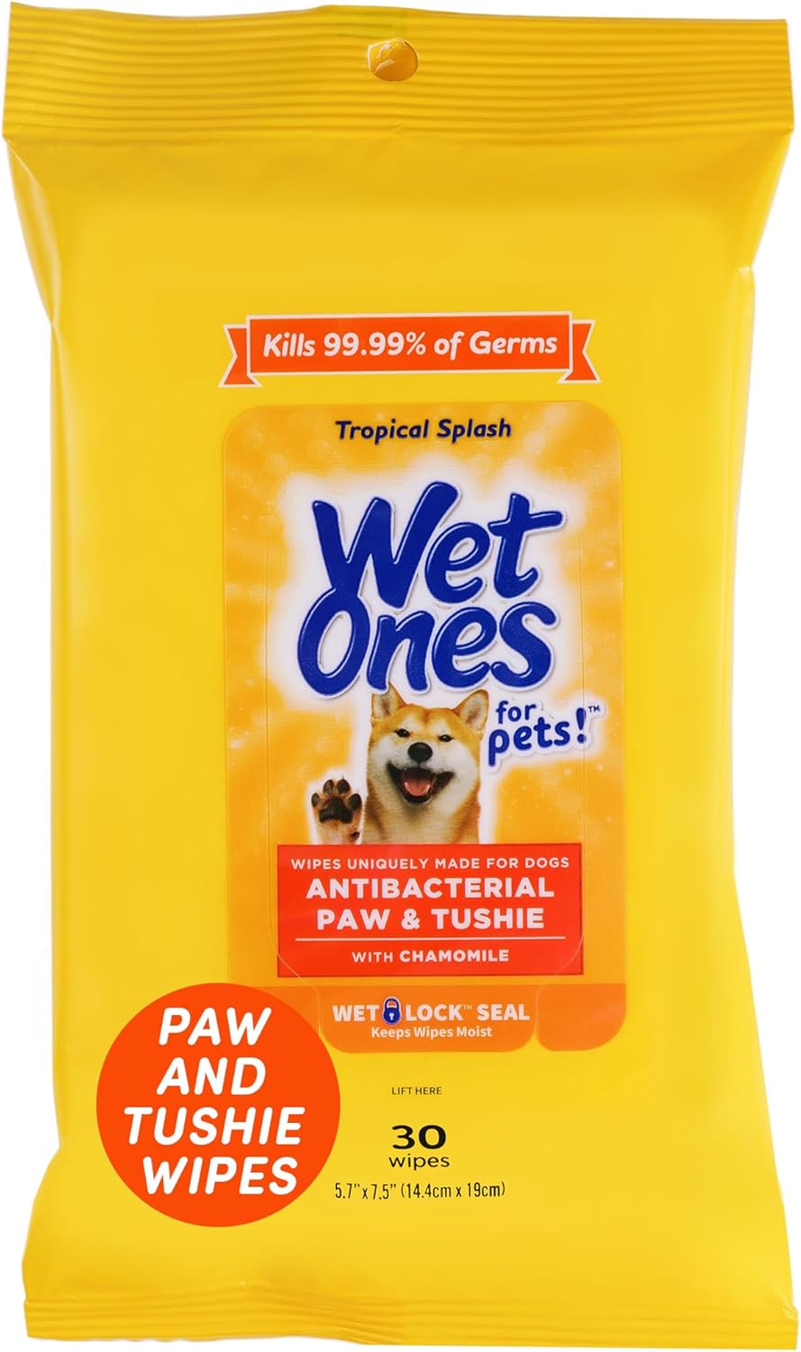 Wet Ones for Pets Paw & Tushie Dog Wipes with Chamomile, Tropical Spla