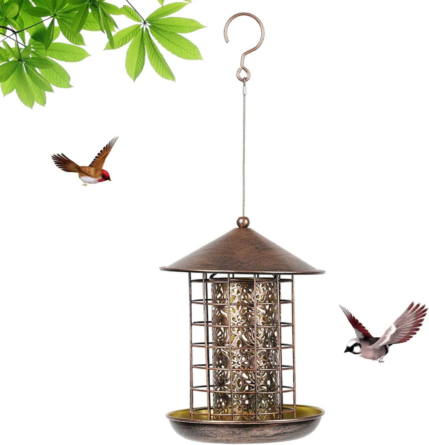 Winter Bird Feeders for Outside, Weatherproof Metal Squirrel-Proof Han