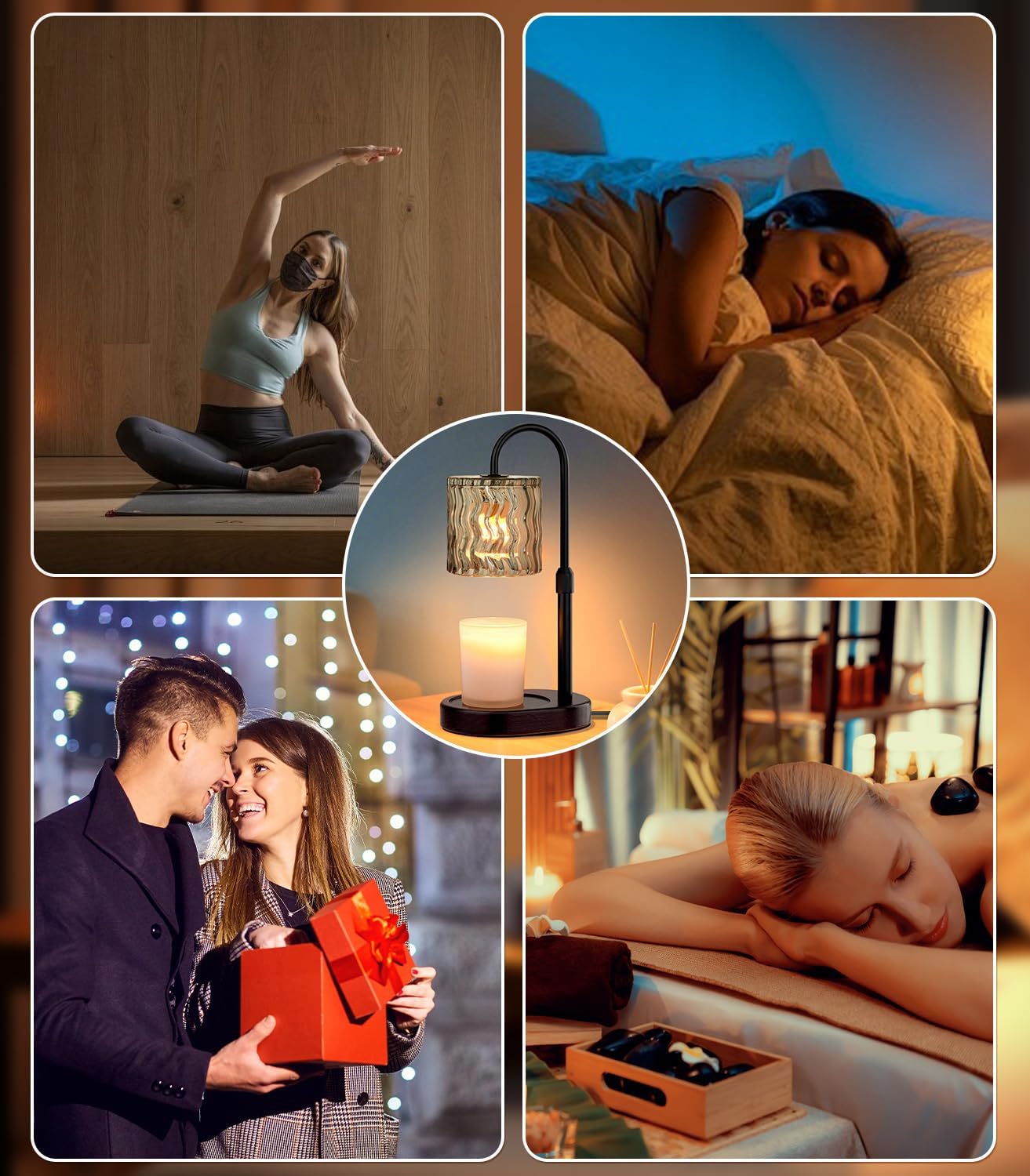 Candle Warmer Lamp Electric Timer: Dimmable Candles Warming Lamps - Height Adjustable Burner Jar - No Flame Scented Melts Wax - All Candle Jars Home Decor Table Light