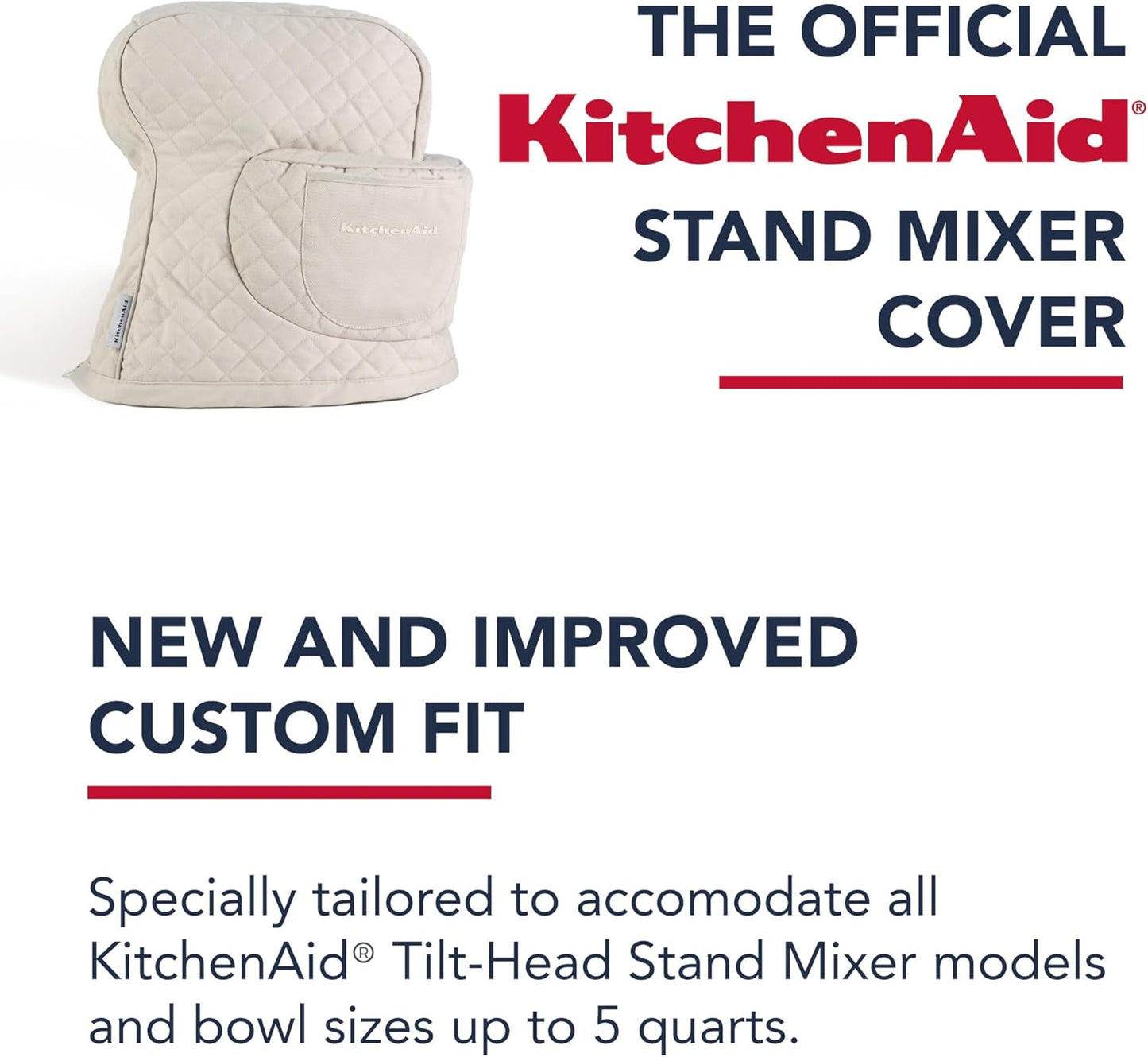 KITCHENAID Fitted Tilt-Head Stand Mixer Cover with Storage Pocket, Qui