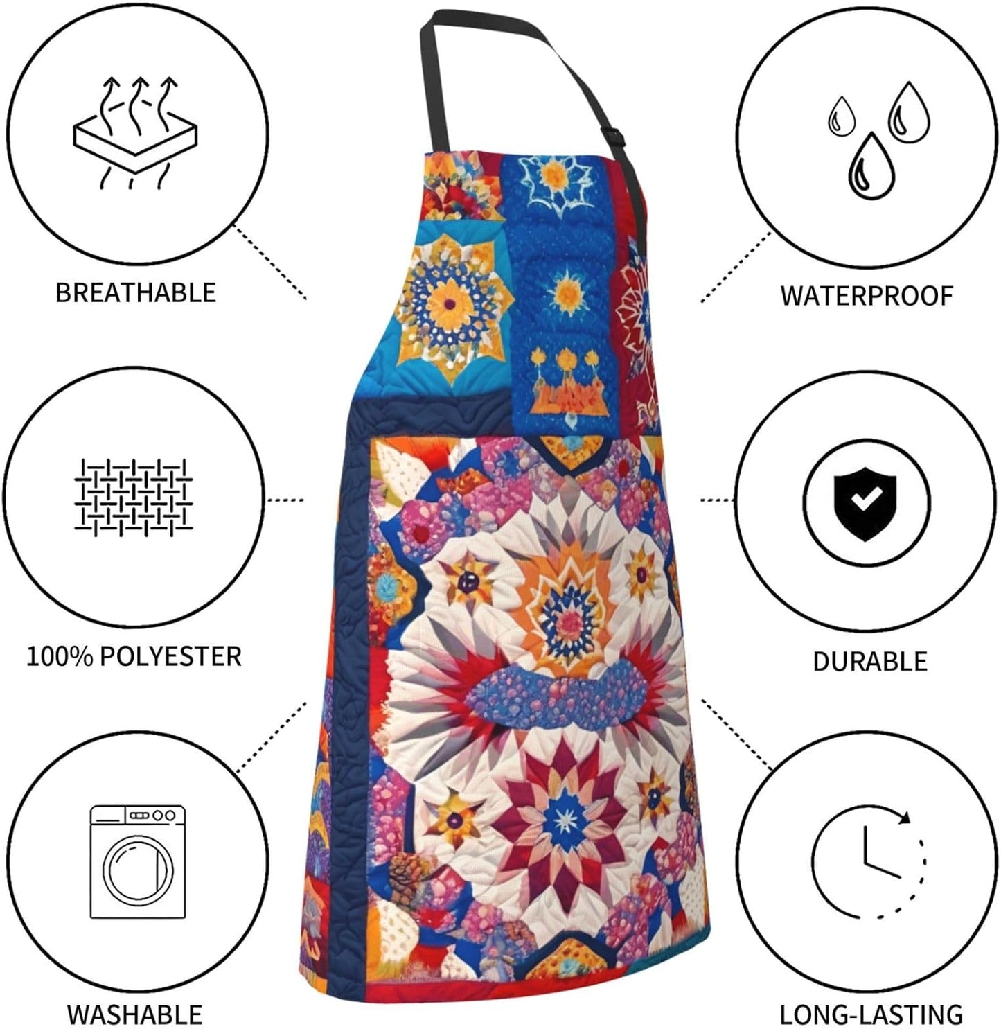 YANYU Retro flowwer Print 28x33 In Kitchen Apron Stylish Chef Apron with Pockets for Cooking Baking Painting