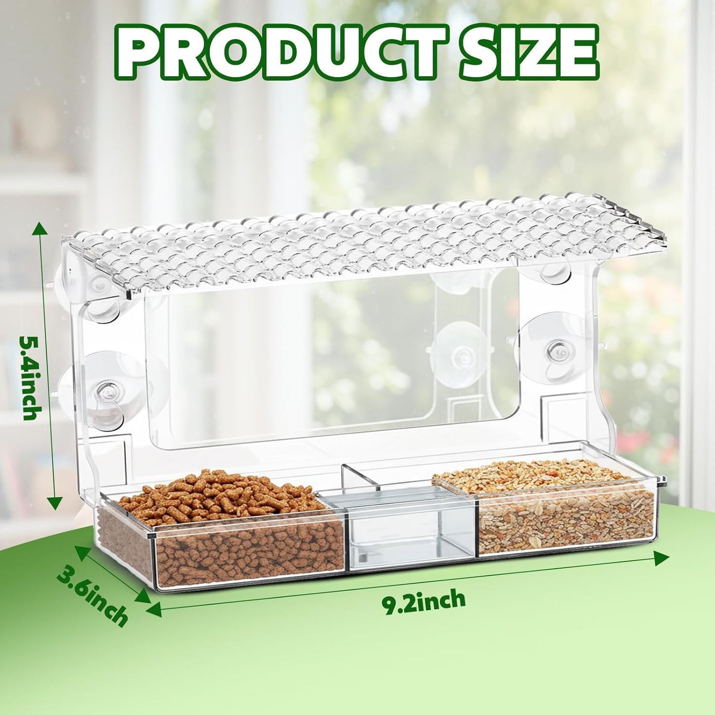 Clear Window Bird Feeder Sturdy Acrylic Feeders for Outdoors Viewing Wild Birds with Strong Suction Cups Watching Gift Outdoor Birdhouse Box Garden Decor