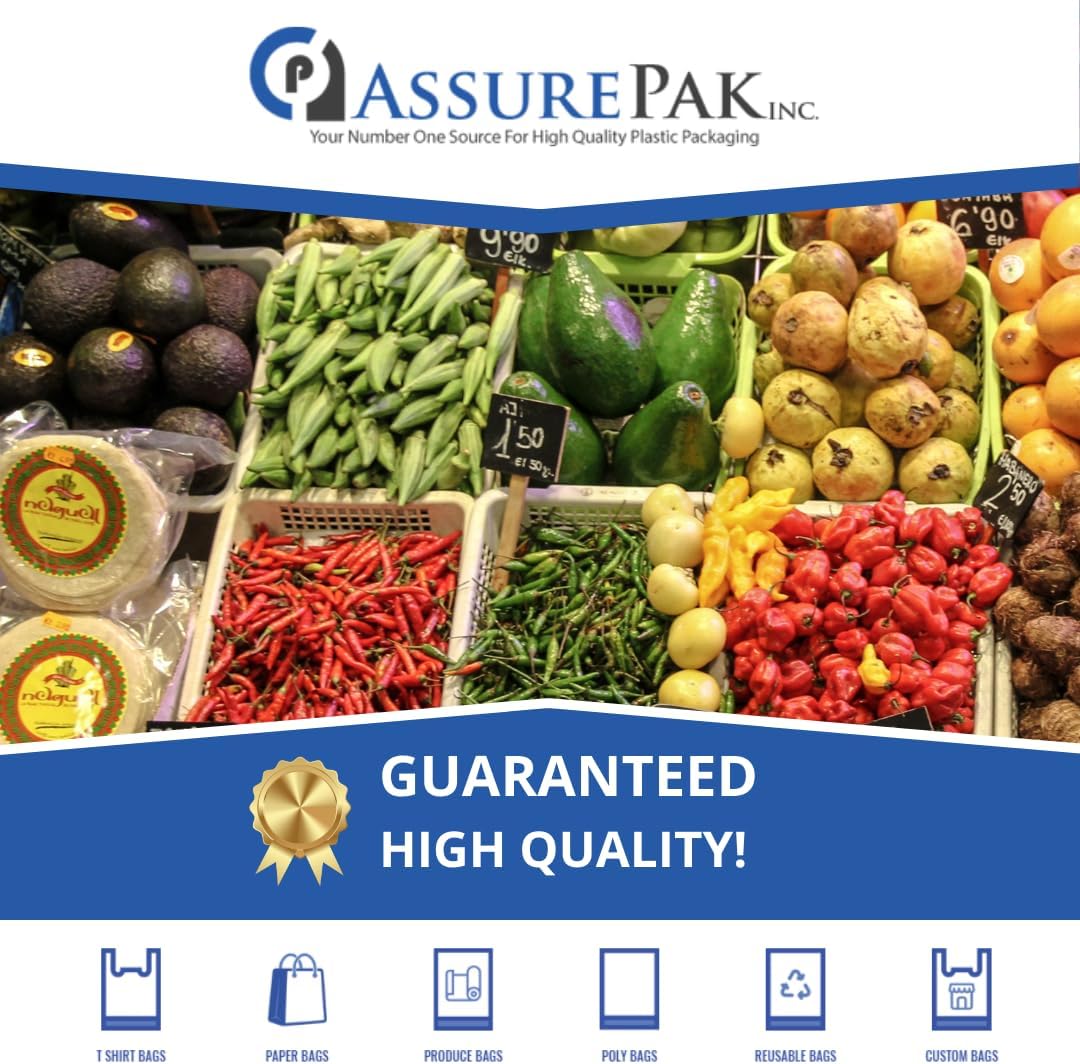 ASSUREPAK Narrow Profile Produce Roll Bags with Extended plastic core 