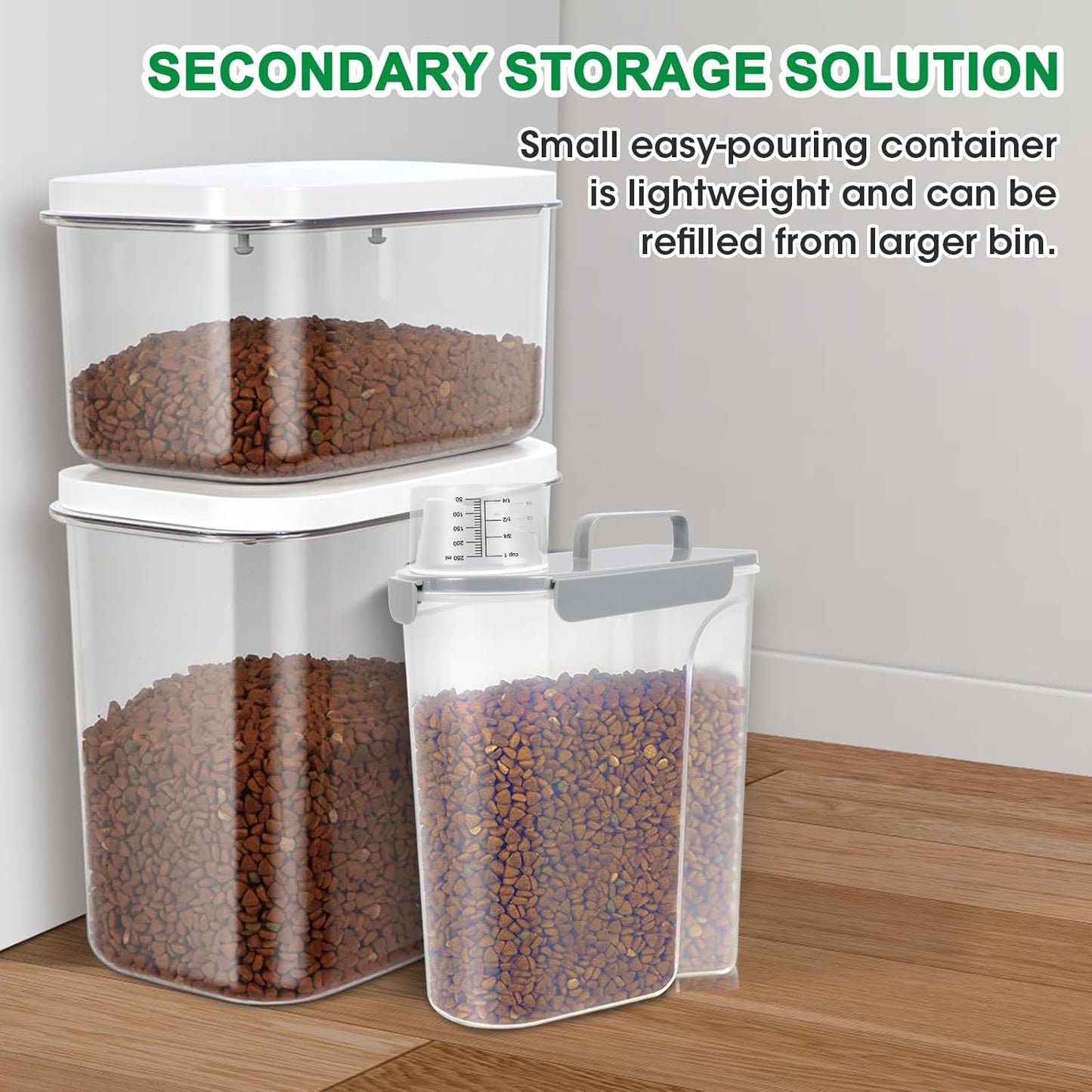 TBMax 10 lbs Cat Dog Food Storage Container, 2026 Upgraded Large Pouring Container for Pet Food Storage, Bird Seed Dispenser, Portable Travel Kibble Holder -Light Grey