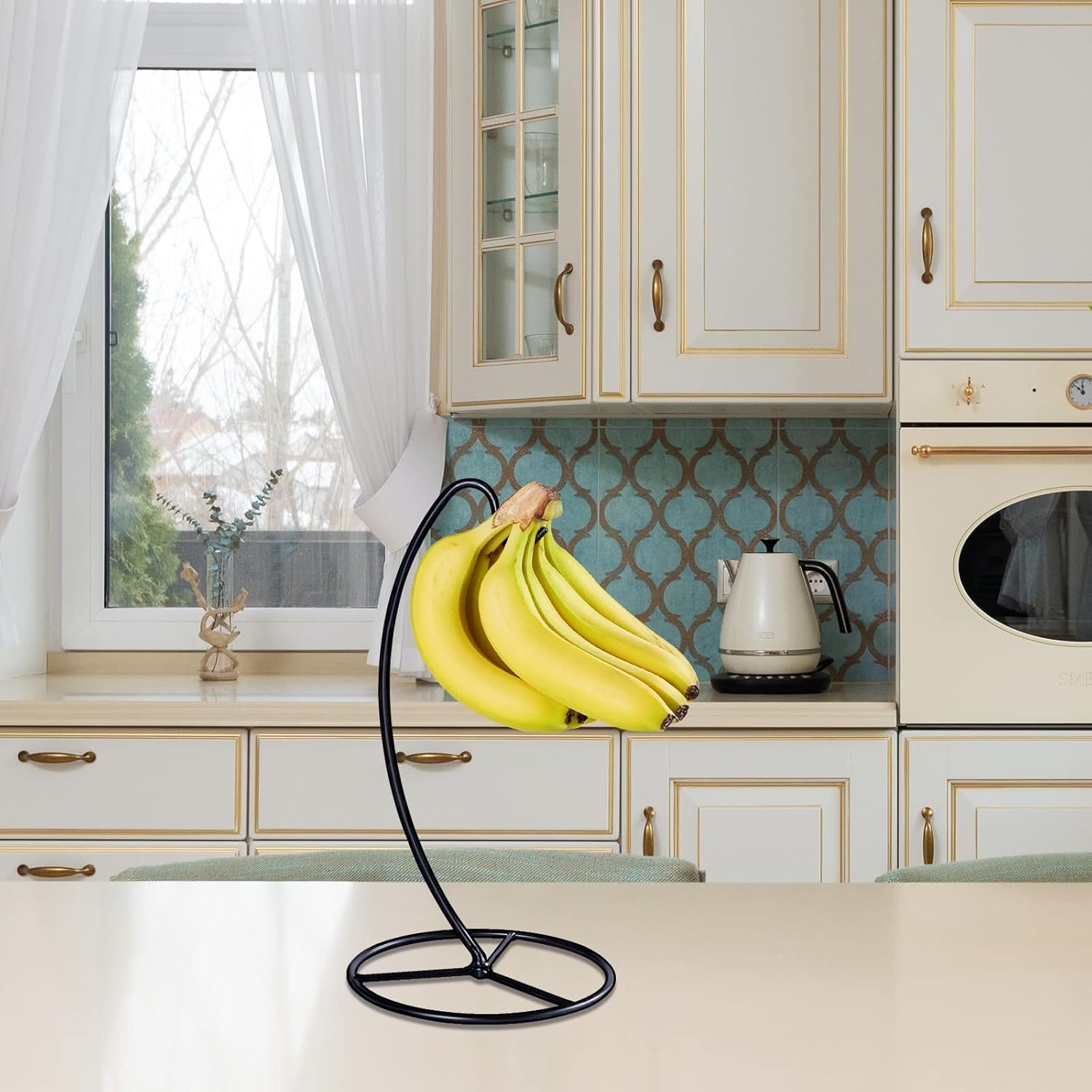 Banana Holder Stand, Banana Hanger Stand Black, Metal Bananas Tree Han