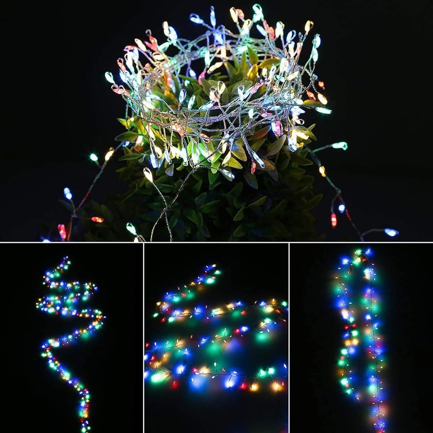 Solar Fairy Lights - 9.84Ft 100 LED Waterproof Solar Firecracker Lights with 8 Modes, Outdoor Christmas String Lights for Garden, Wedding, Party Decor (Colorful)