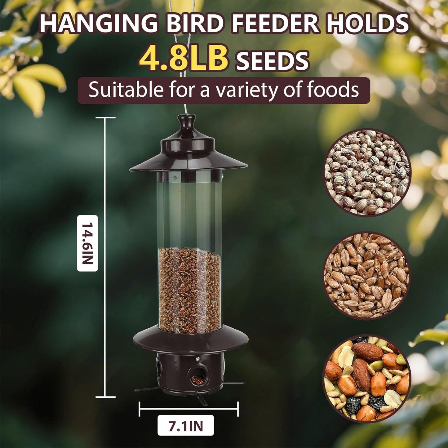 Metal Bird Feeder for Outdoors, Hanging Squirrel Proof Bird Feeders fo