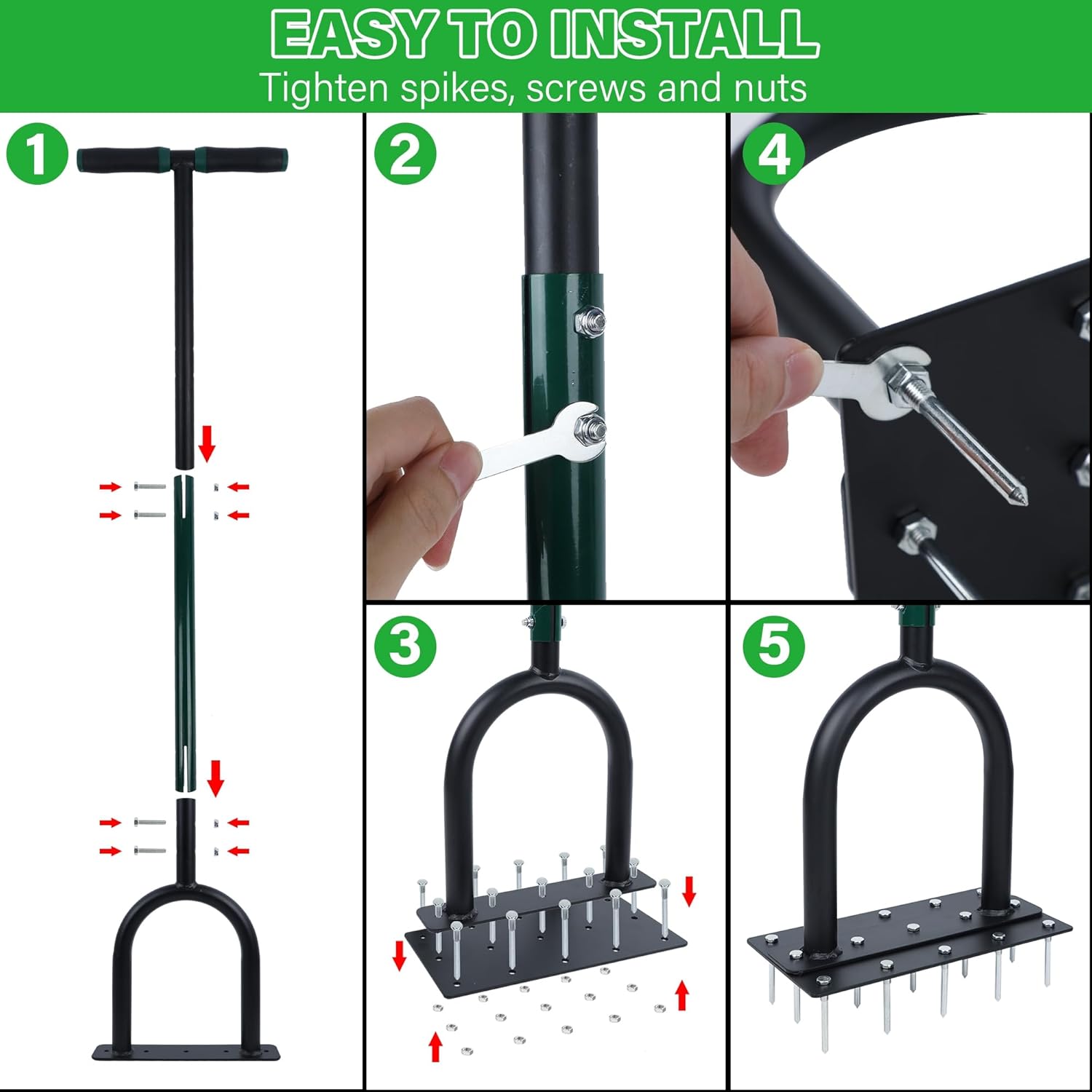 yofit 3-in-1 Manual Lawn Aerator Tool - Core & Spike Aerator with Chan