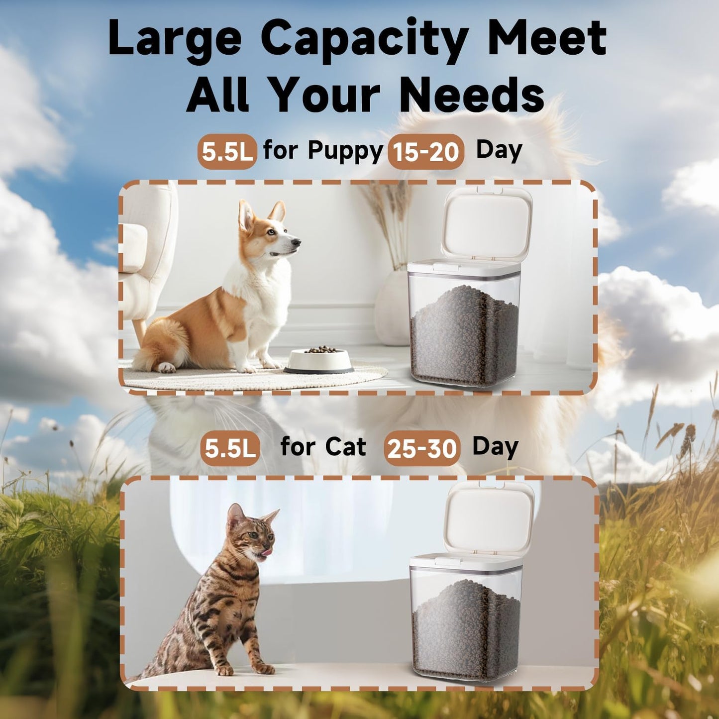 LivLab Mker Dog Food Storage Container 5 lbs Airtight Pet Food Storage