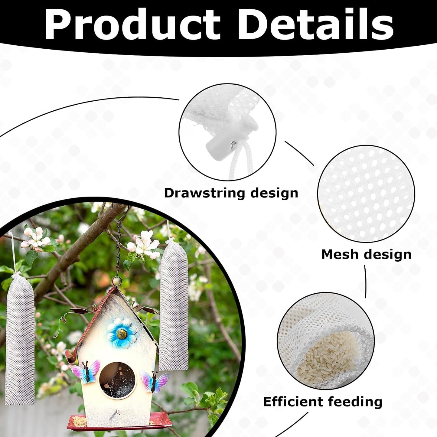 8 Pcs Finch Sock,Finch Sock Feeder,Feeders for Outside,Thistle Bird for Thistle Seed,Bird Food Supply Tools for Garden Yard Wild Feeding