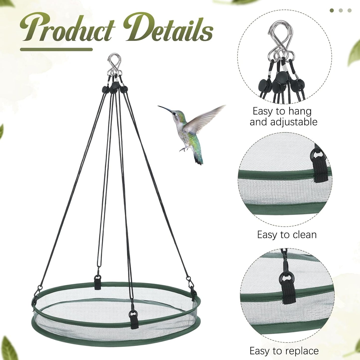 2 Pieces 16 Inch Universal Wild Bird Seed Catcher Hanging Hoop Platform Bird Seed Catcher Tray for Hummingbird Feeders Bee Feeder Outdoor Garden Accessories