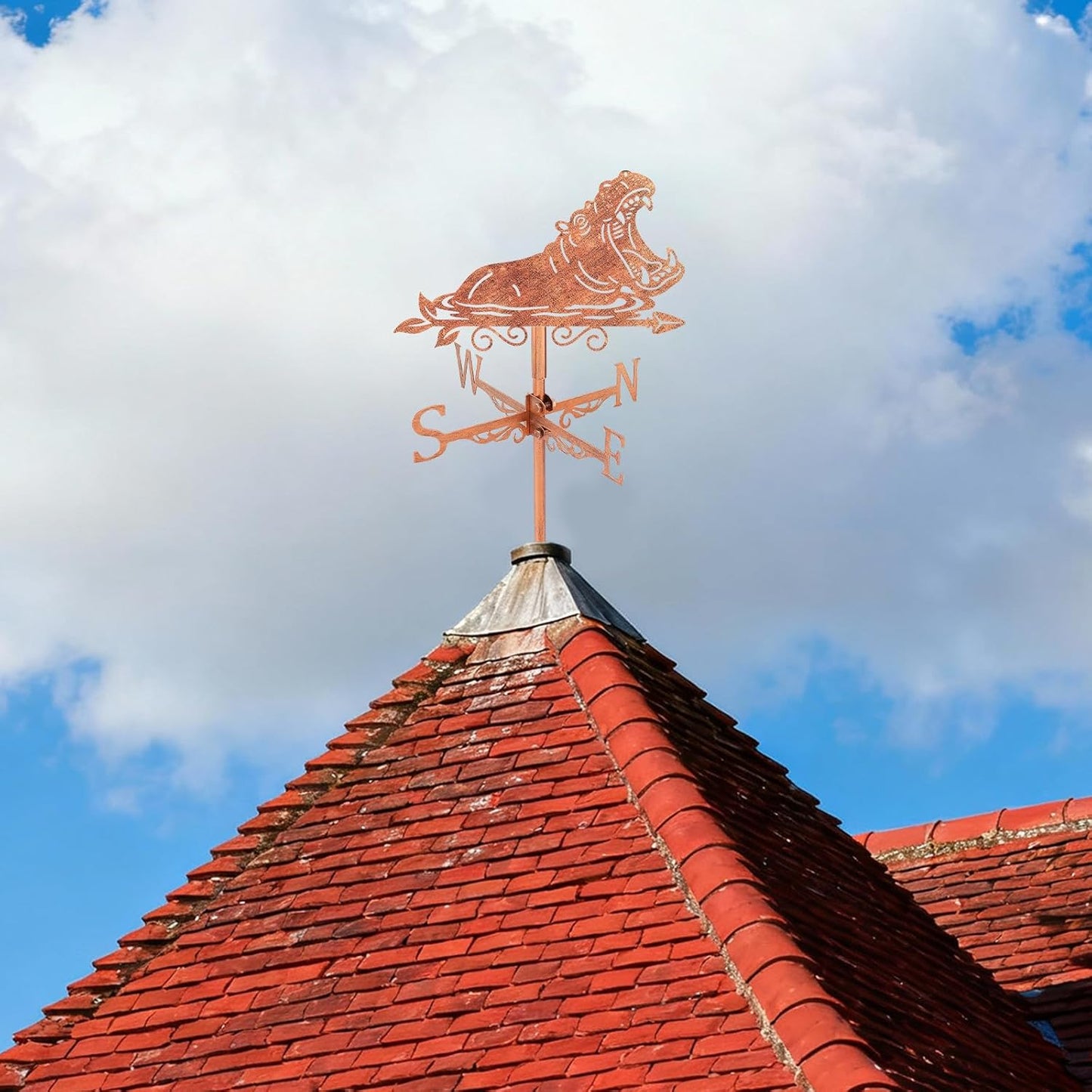 SUPERDANT 1Pc Iron Hippo Weathervane Animal Wind Vane Copper Metal Roof Garden Fence Decorative Wind Direction Indicator Black