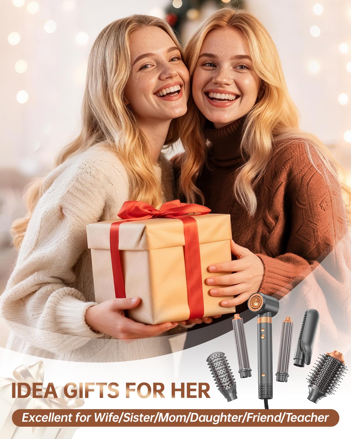 Hair Dryer Brush Air Styler: Dual Voltage 7 in 1 Ionic Multi Styling T