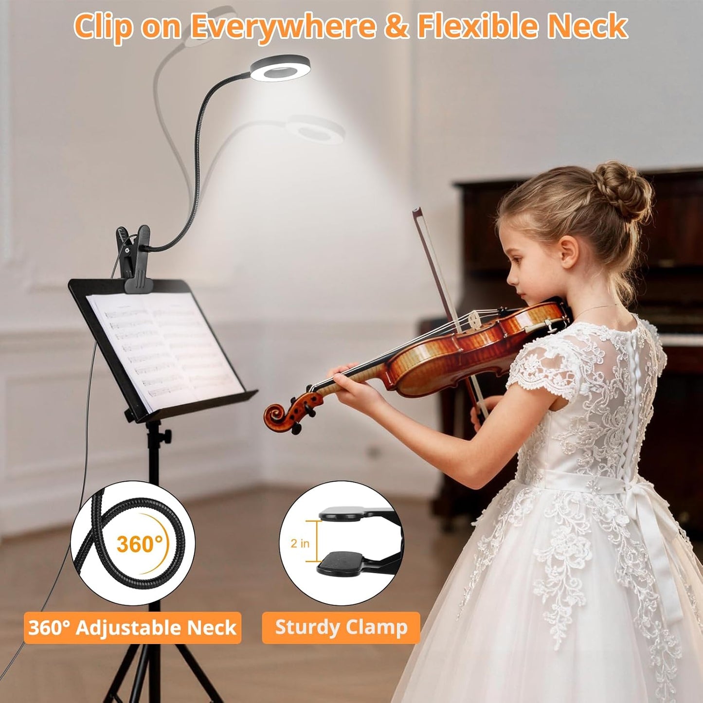 Desk Lamp Clip Light, 10 Dimmable Brightness 3 Light Modes Reading Lig