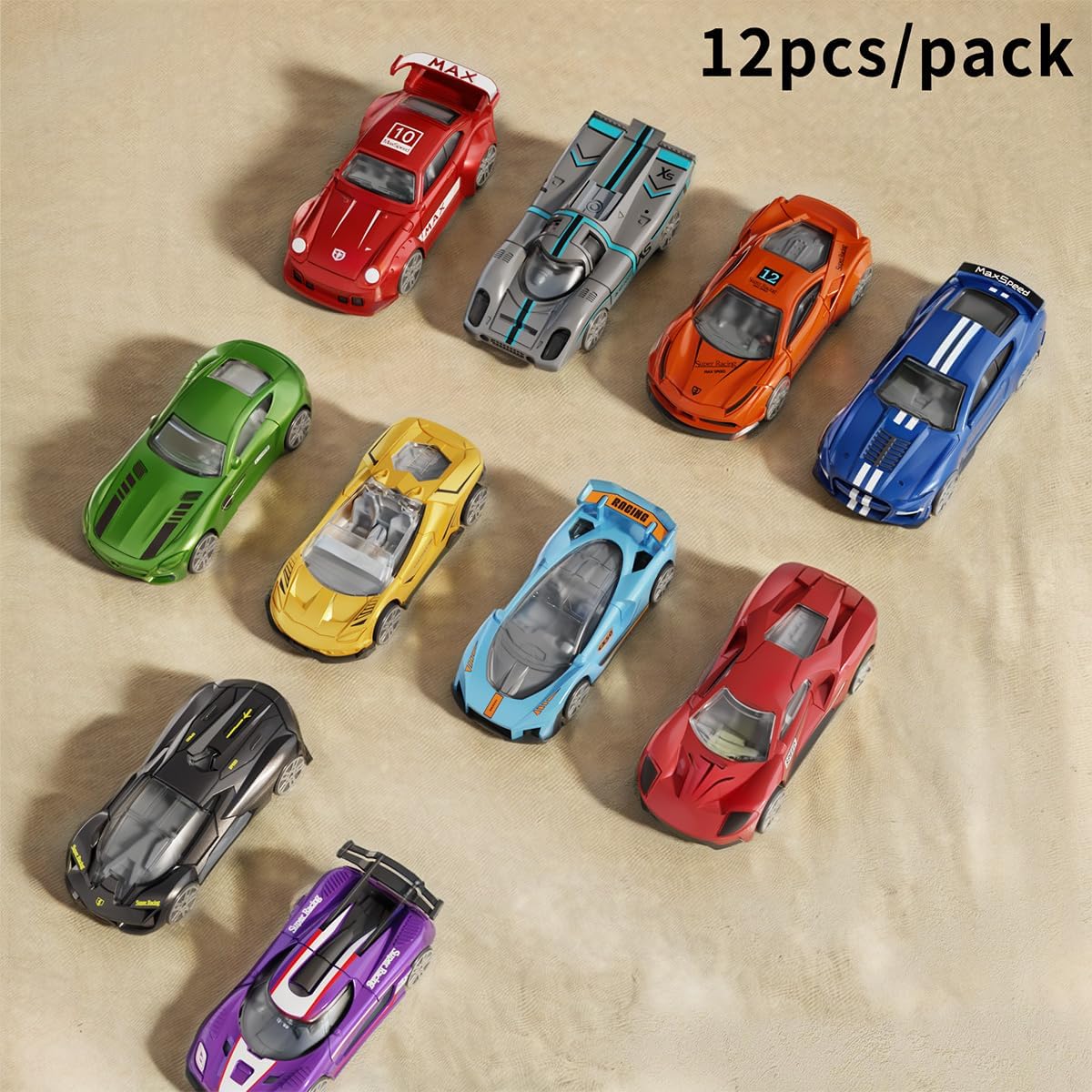 1:64 Scale Die-Cast Metal Toy Cars 12-Pack Vehicles Set, Includes Pick