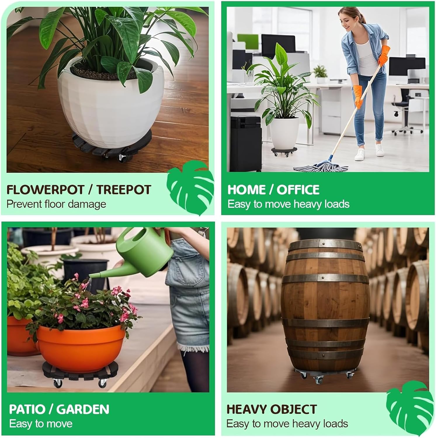 2 Pack Plant Stand with Wheels, Plant Caddies with 360° Lockable Smoot