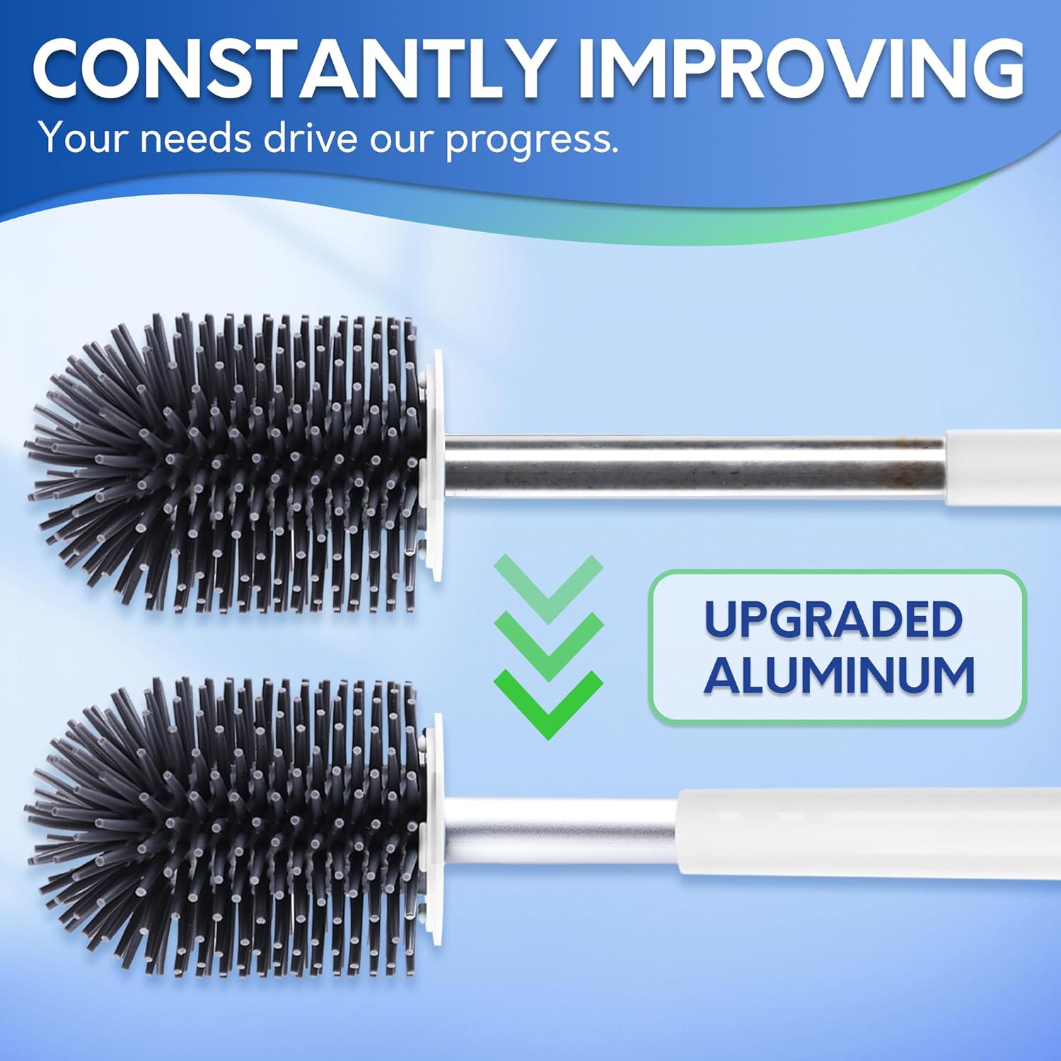 BOOMJOY Toilet Brush and Holder Set, Silicone Toilet Bowl Cleaner Brus
