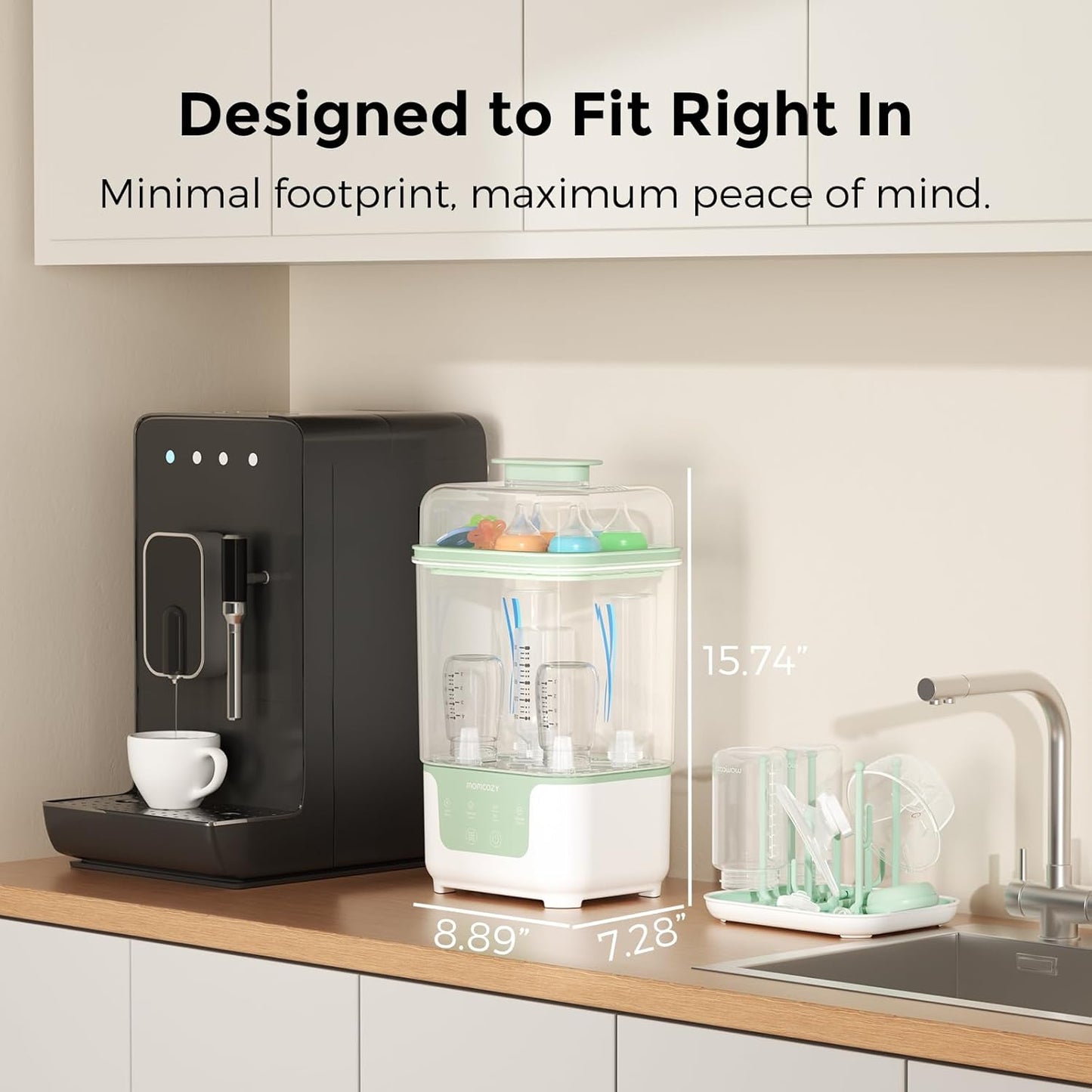 Momcozy Bottle Sterilizer and Dryer, Modular Nesting Space Saving Desi