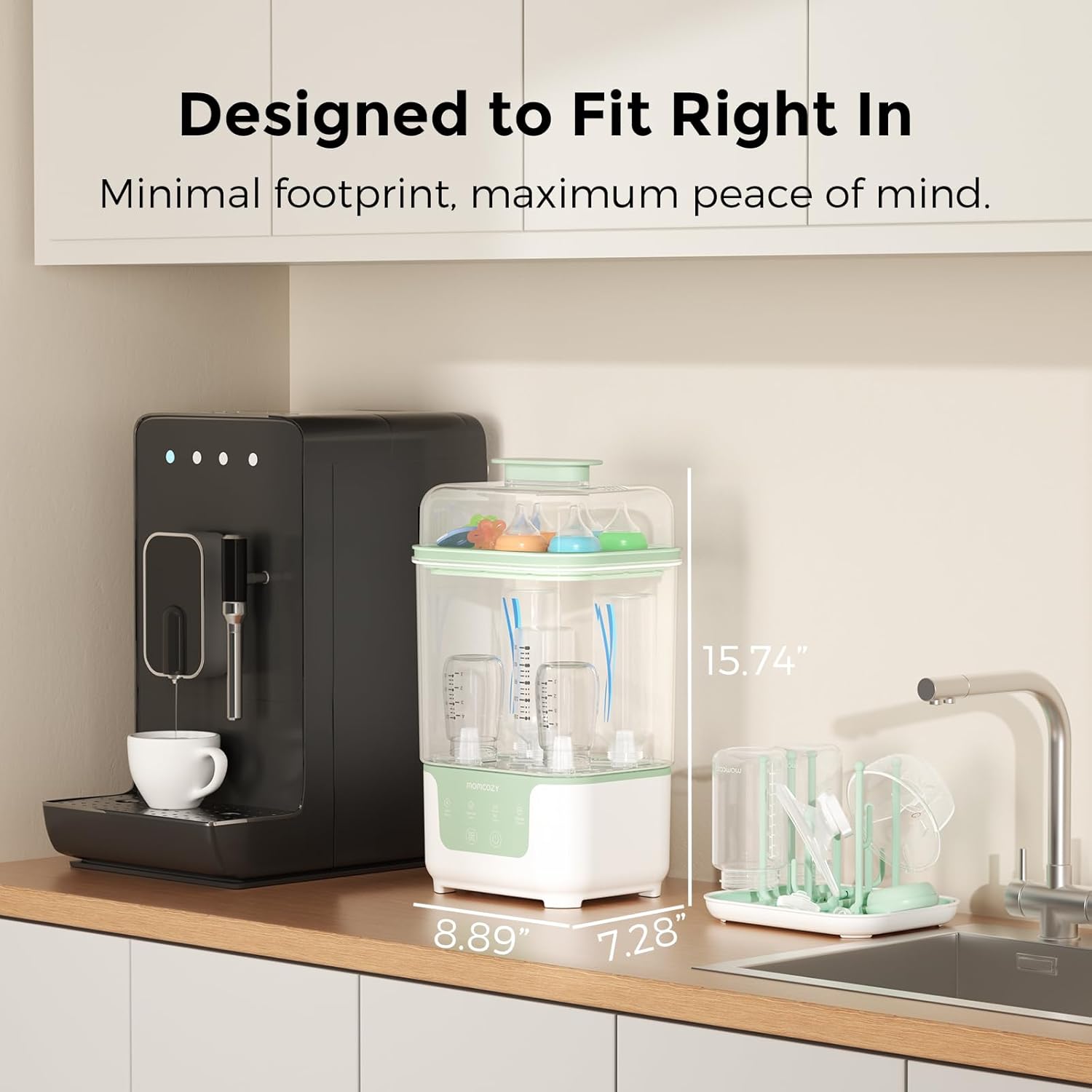 Momcozy Bottle Sterilizer and Dryer, Modular Nesting Space Saving Desi