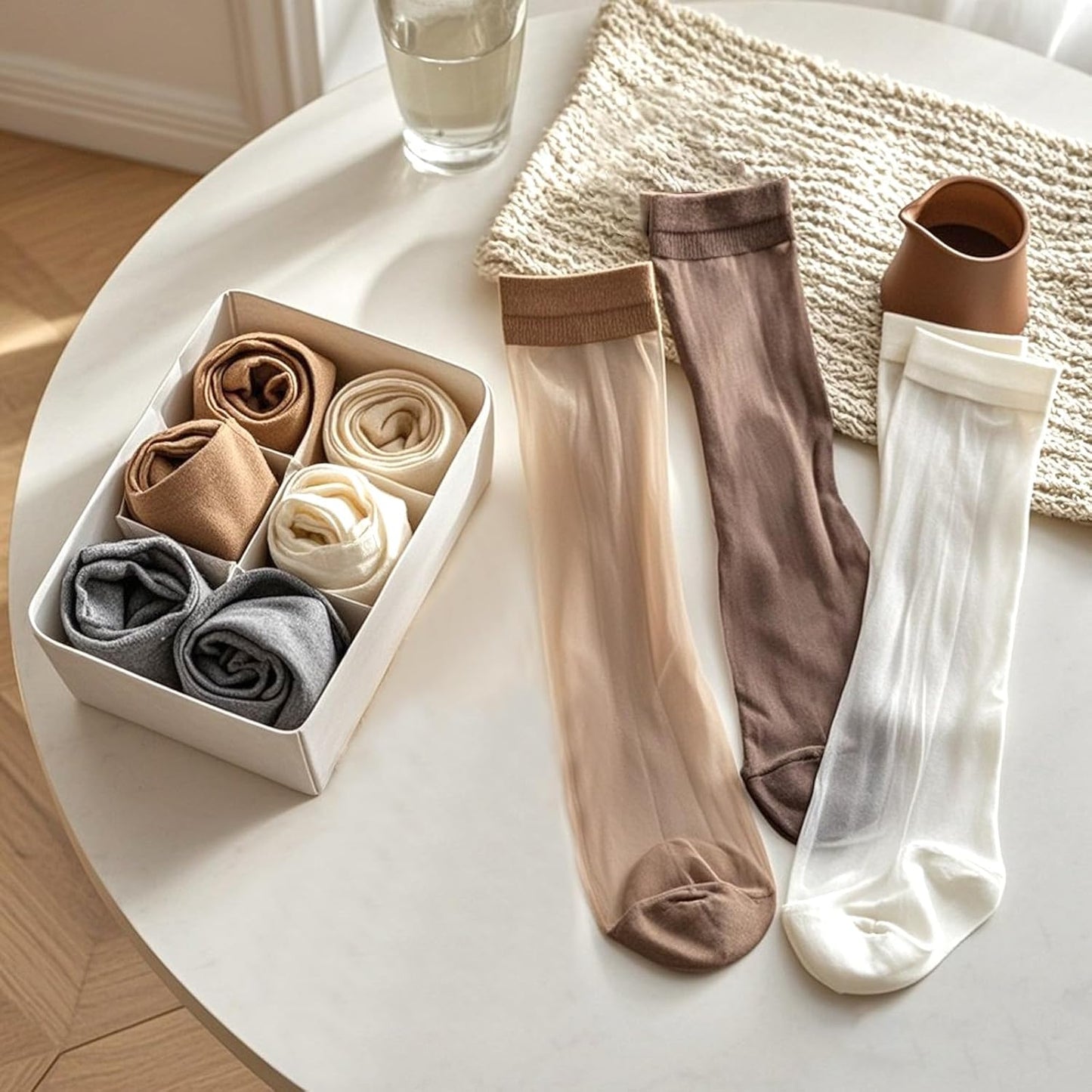 20 Pairs Knee High Stockings Pantyhose with Reinforced Nylon Toe Sheer
