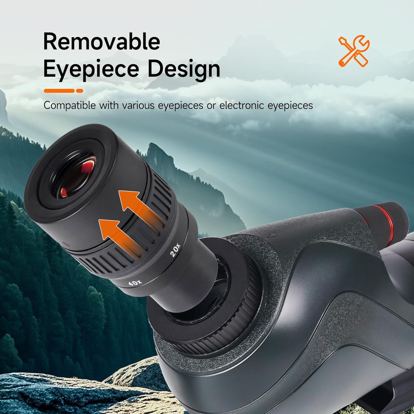 SVBONY SV406 20-60x80 Spotting Scope with Tripod, HD Optical System with BAK4 Prism, Waterproof & Fogproof, 1.25'' Removable Eyepiece, Spotting Scopes for Target Shooting, Bird Watching