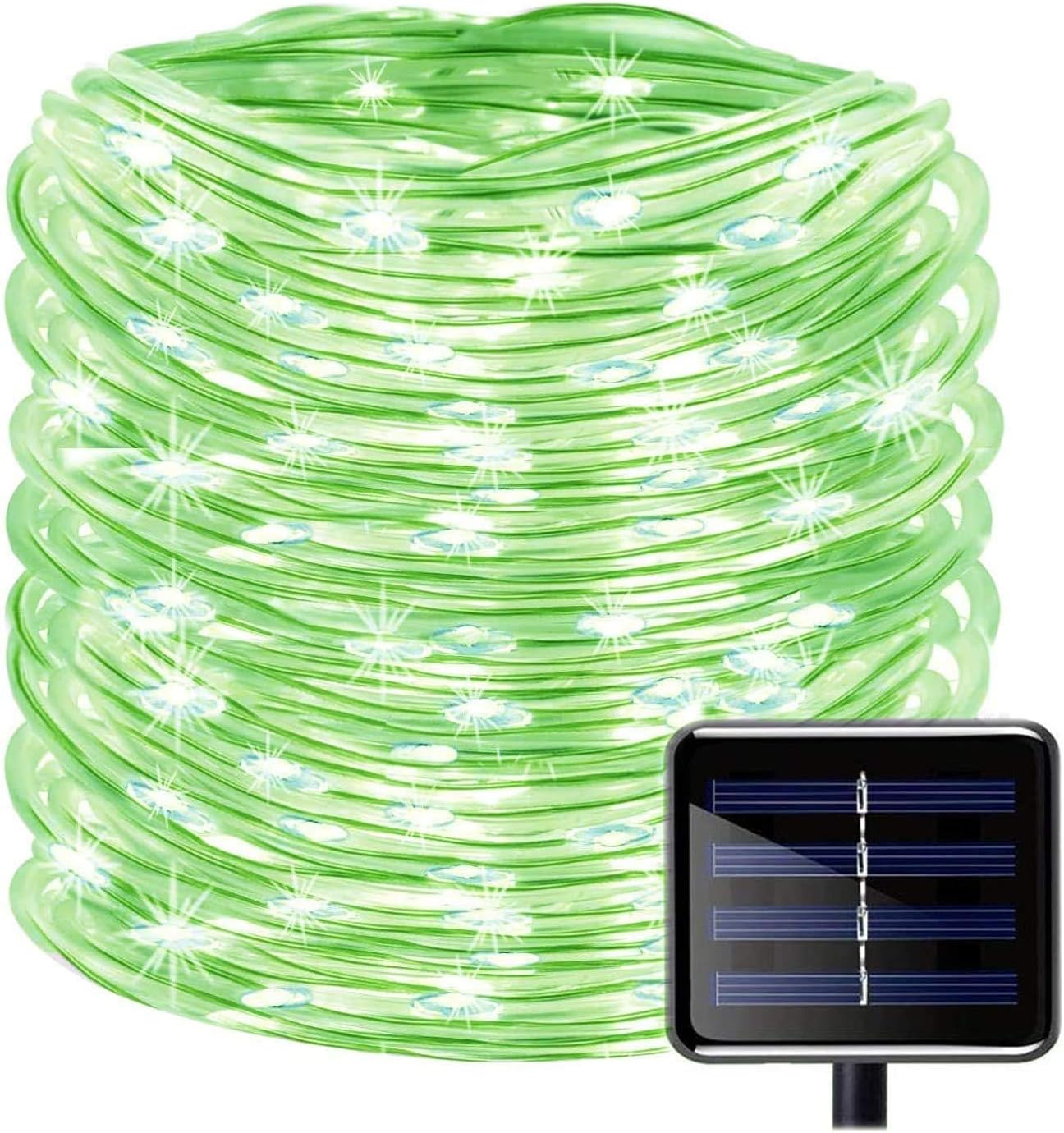 Solar Rope Lights, 50 LEDs 23ft Waterproof Outdoor String Lights with 8 Modes, Solar Powered Garden Lights for Yard, Fence, Path, Tree, Wedding & Party Decoration (Green)
