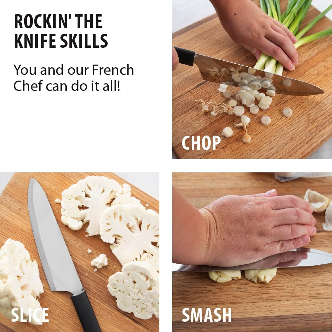 Rada Cutlery French Chef Knife (W231), 8.5" Stainless Steel Blade, Bla