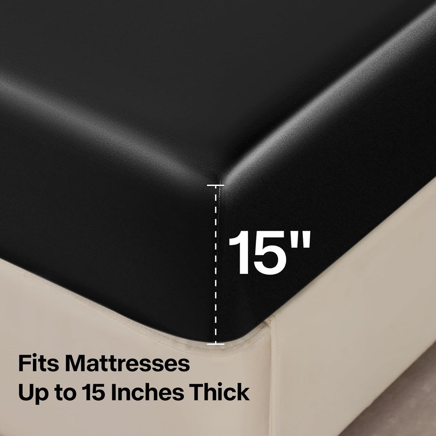 BEDELITE Satin Sheets Queen Size Bed Set, Luxury Soft Black Silky Shee