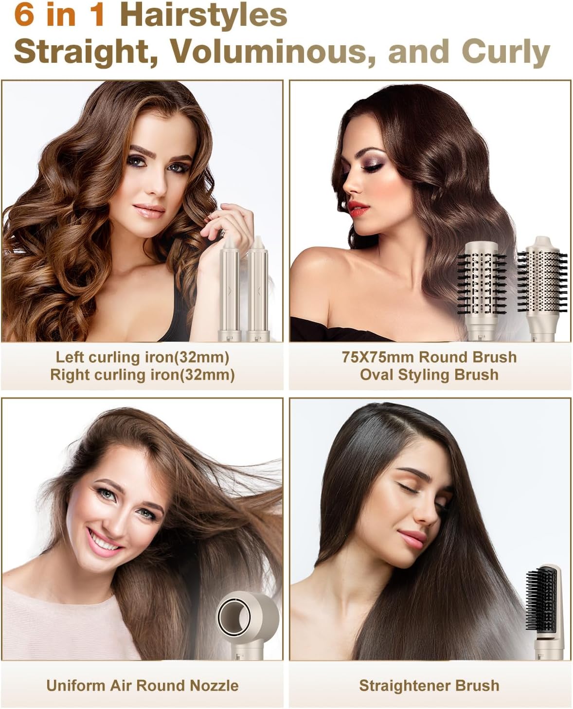 7MAGIC 6 in 1 Multi Hair Styler Dryer Brush, 110,000 RPM High-Speed, N