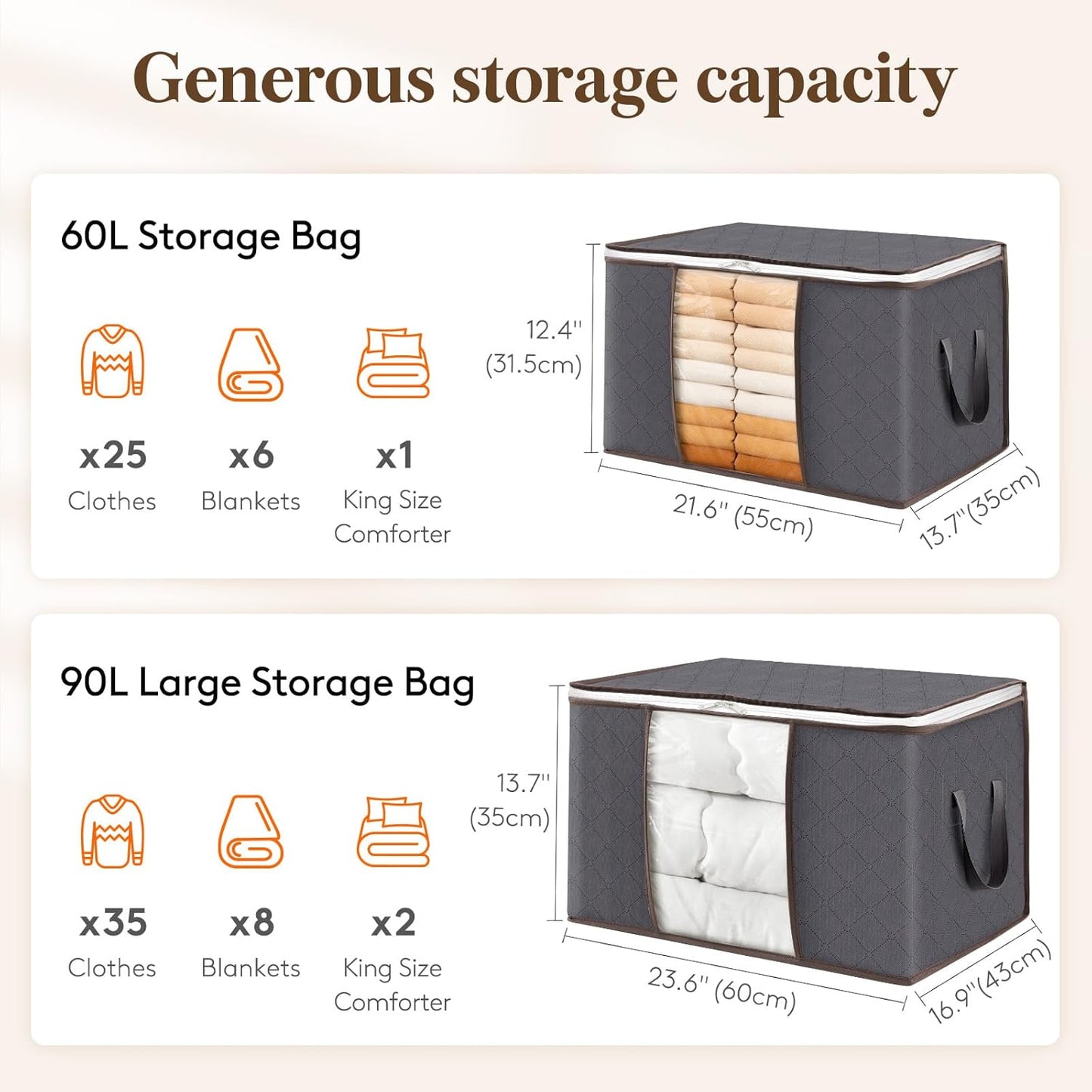 Lifewit 6 Pack Clothes Storage Bins with Lids, Foldable Blanket Storag