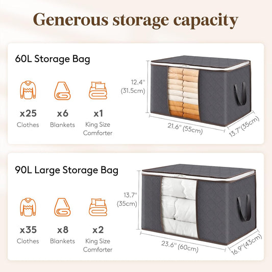 Lifewit 6 Pack Clothes Storage Bins with Lids, Foldable Blanket Storag