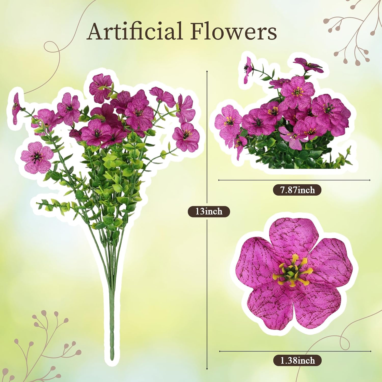 Artificial Flowers for Outdoors, 16 Bundles UV Resistant Fake Outdoor 