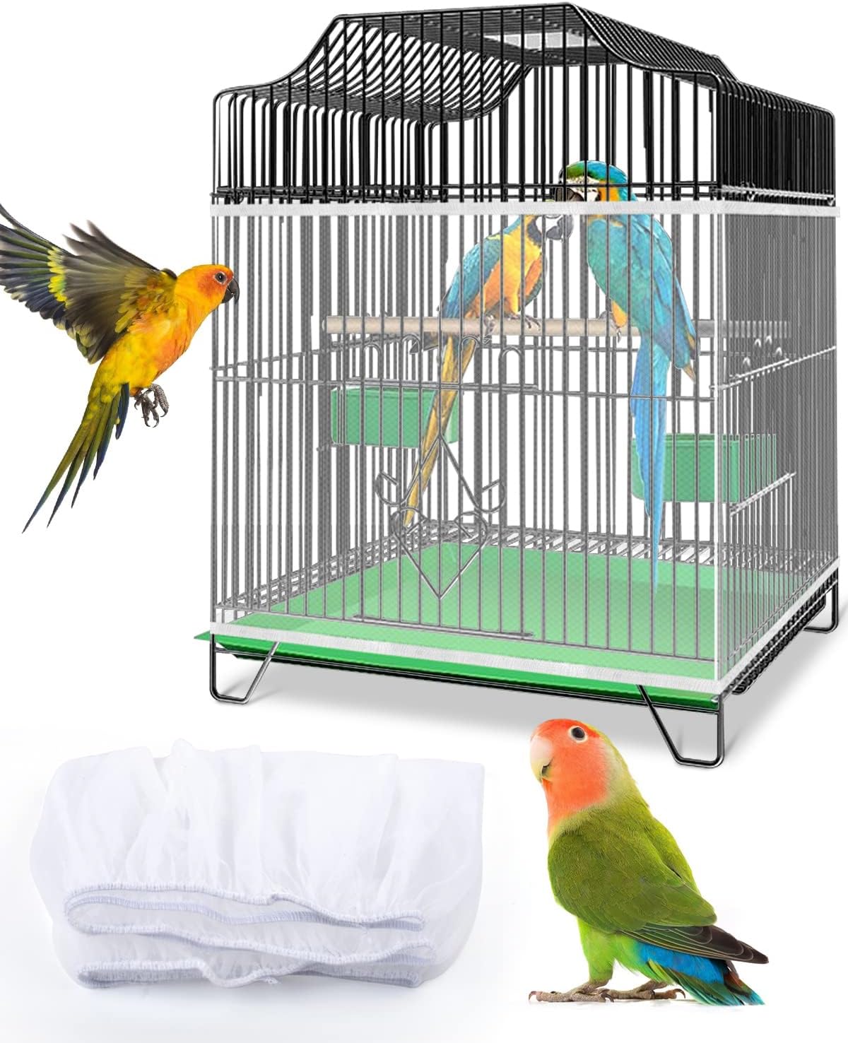 Bissap Bird Cage Seed Catcher, Universal Birdcage Net Nylon Adjustable