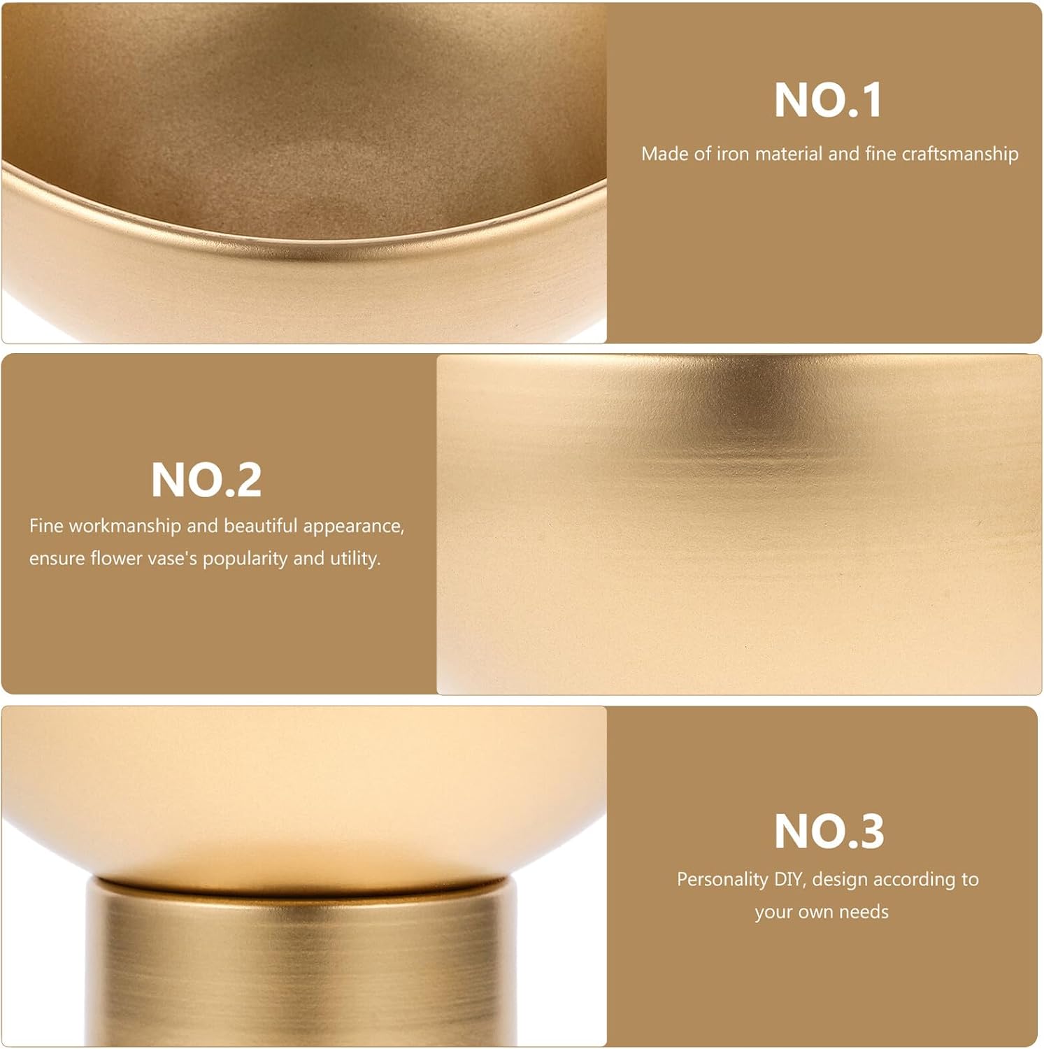 Metal Decorative Vase Small Gold Metal Planter Bowl Shape Vintage Styl