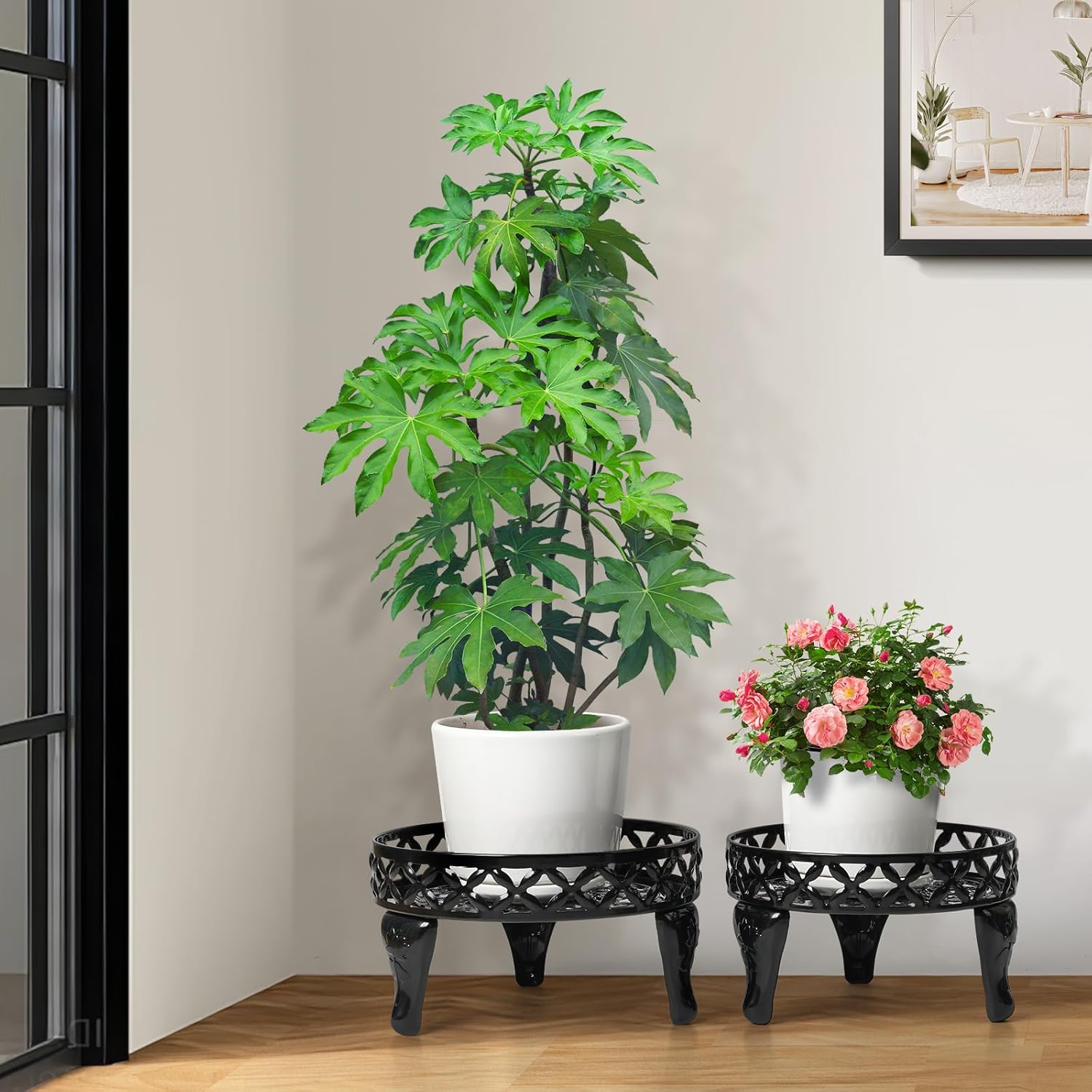 Metal Plant Stand Indoor Outdoor,2 Pack Heavy Duty Iron Plant Stands f