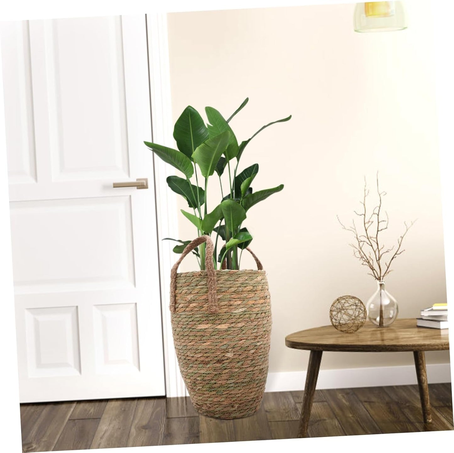 PRETYZOOM Handmade Flower Storage Basket Straw Weaving Plant Pots Indoor Decorative Woven Basket