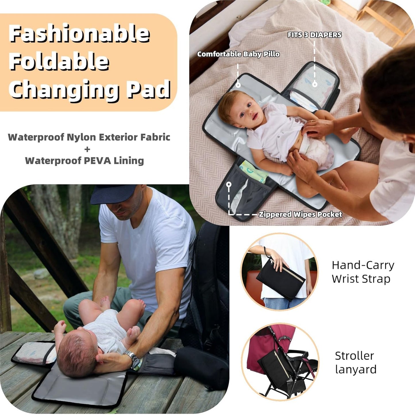 Diaper Bag Backpack with Changing Pad Pacifier Case, Baby Bag for Boy 