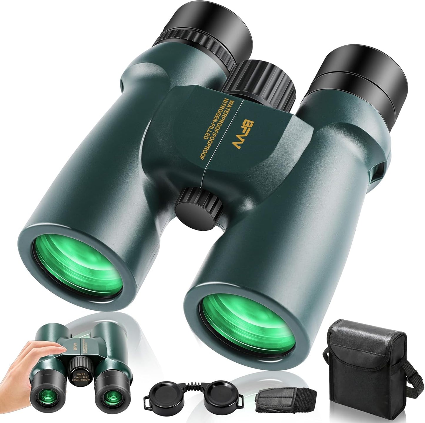10x42 Binoculars for Adults High Powered, IP67 Waterproof Fogproof Com