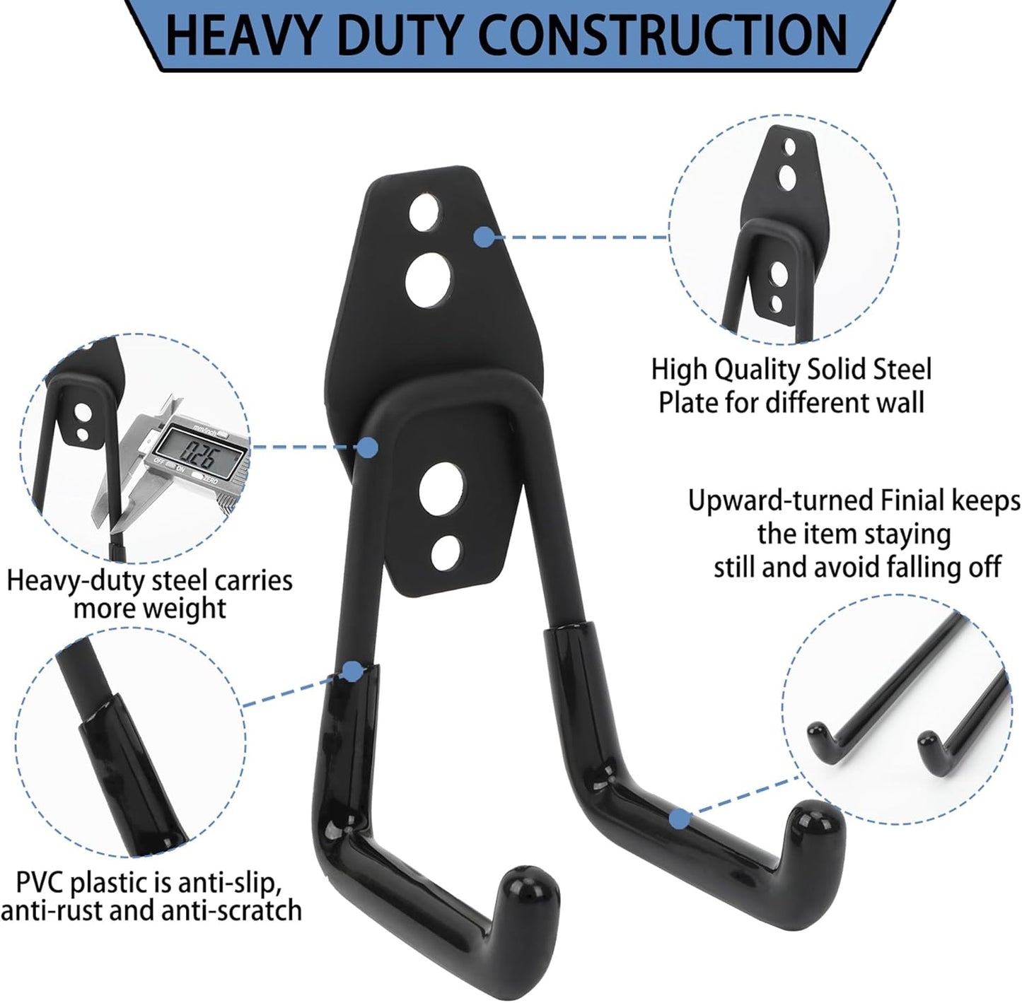 Wall Mount Heavy Duty Garage Hooks (2-Pack) – Wall Mounted Storage Hoo